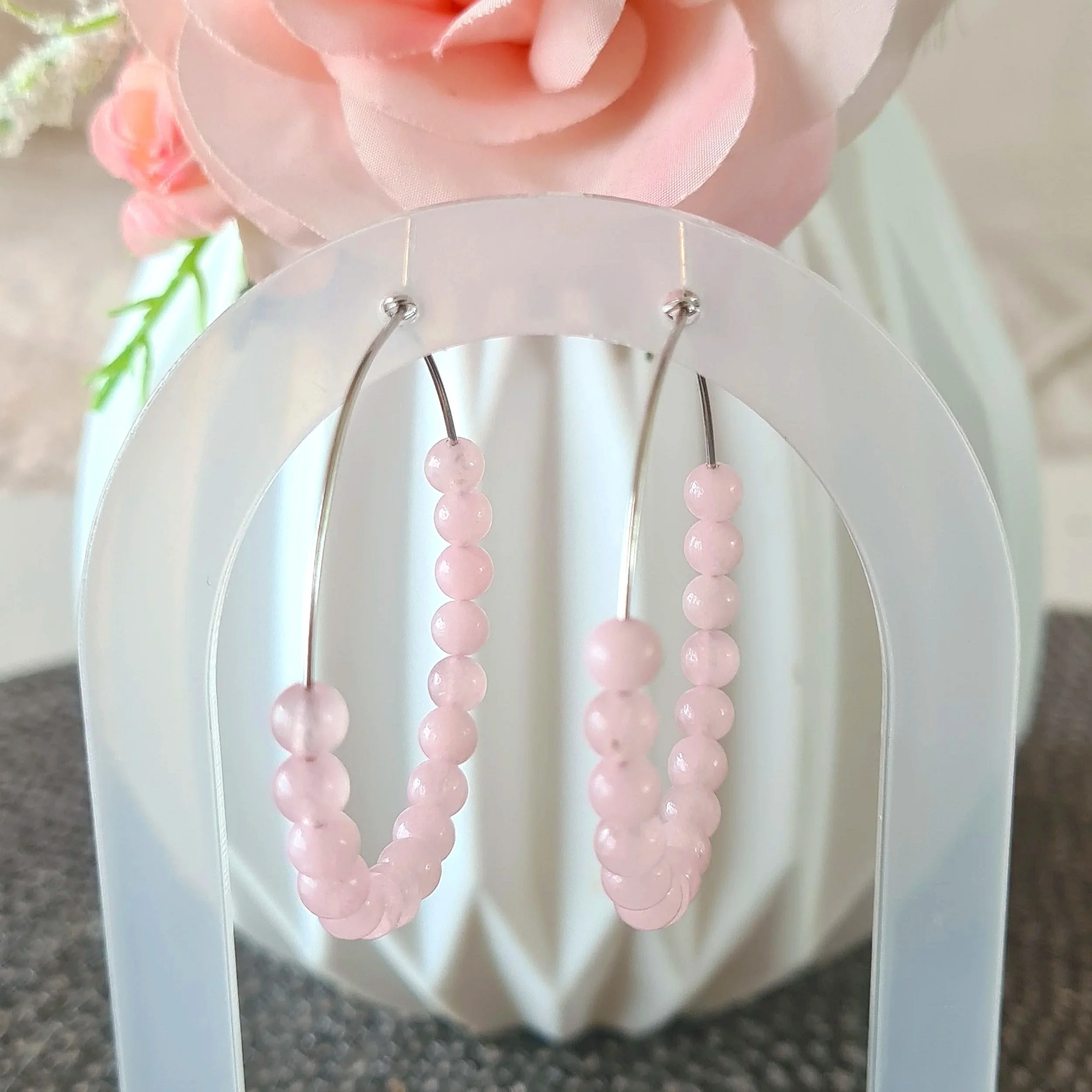 Boucles d'oreilles "Rosanna" Quartz rose