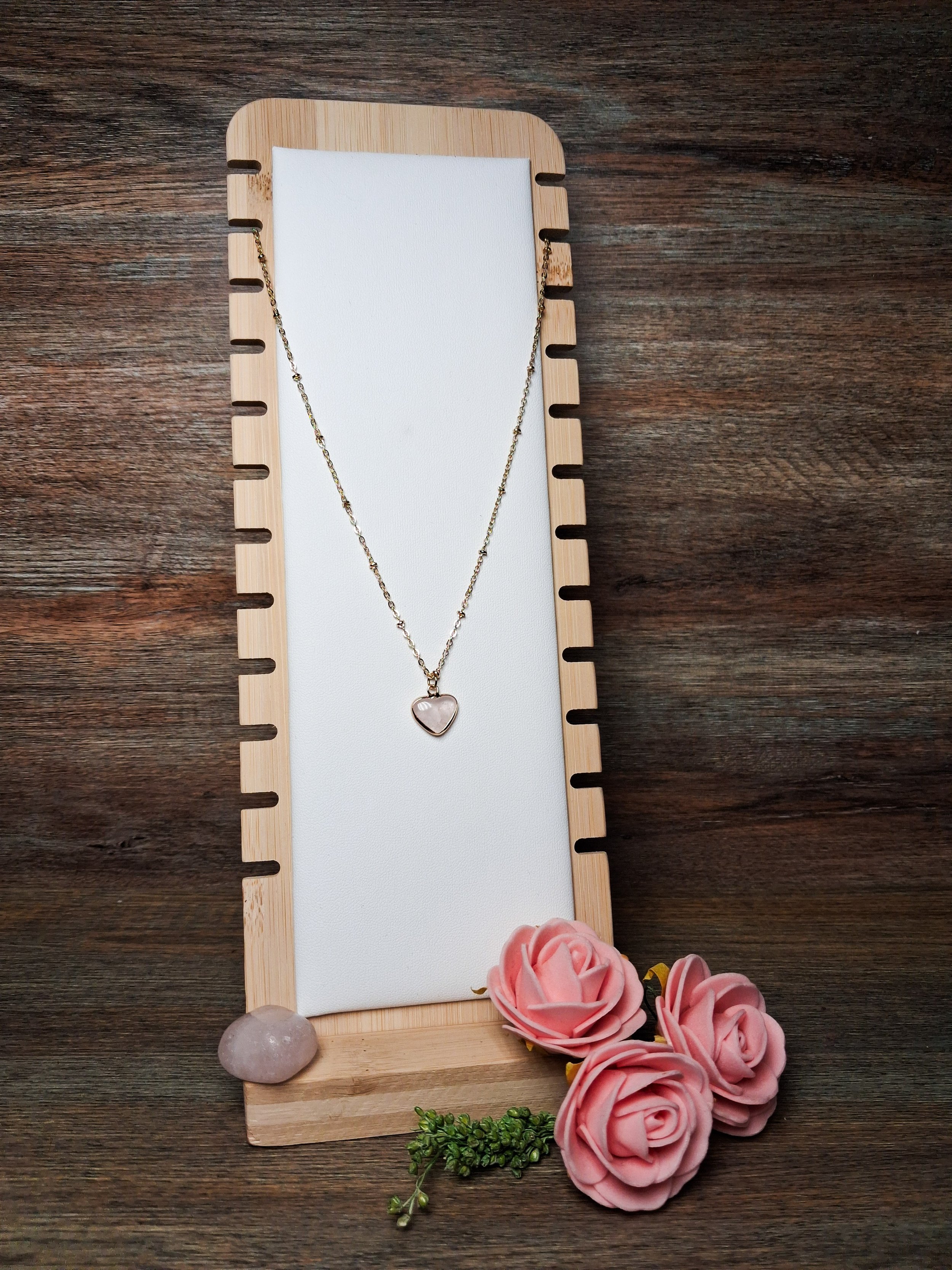 Collier "Eternel Rose" - Coeur Quartz rose