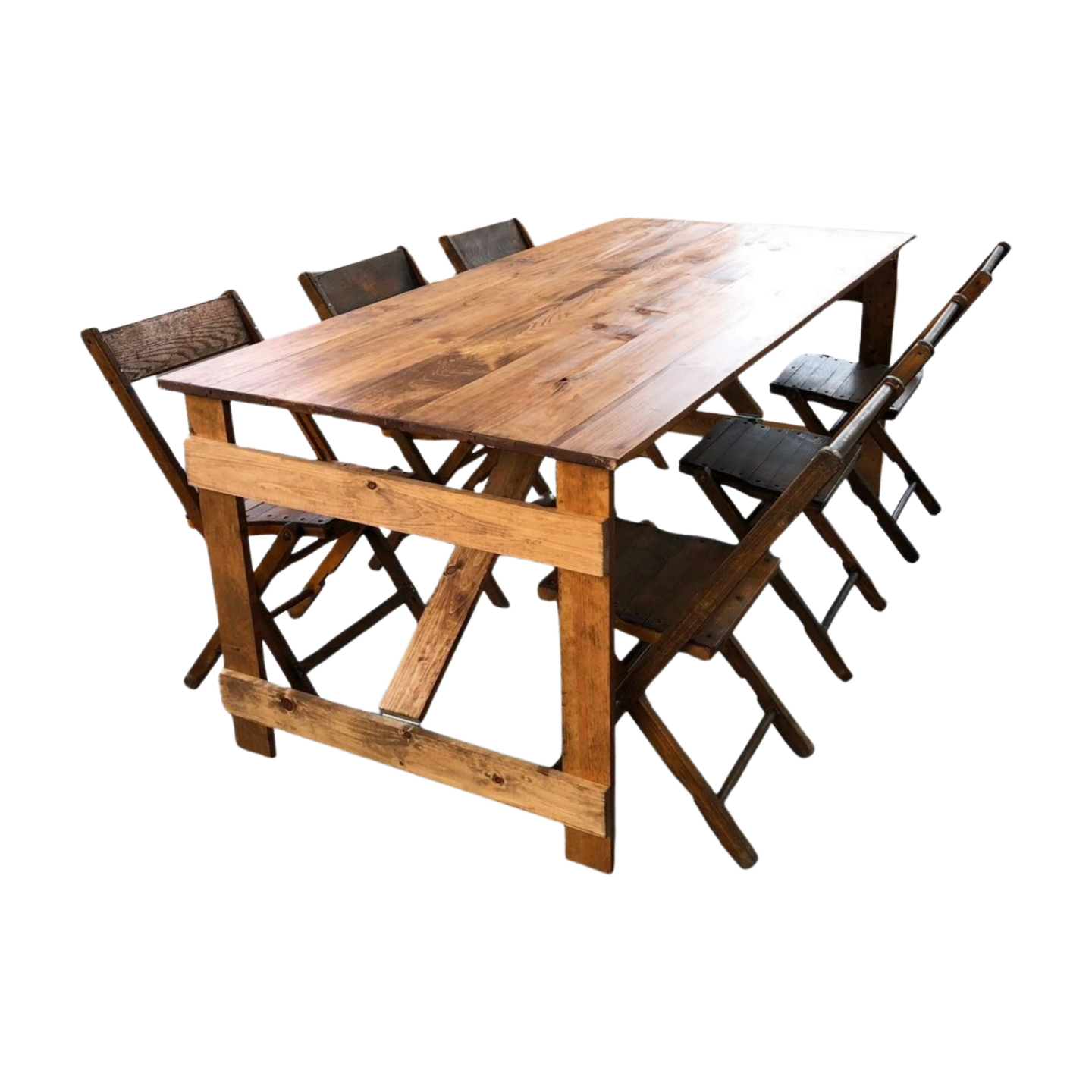 Folding Farm Table + 6 Chairs