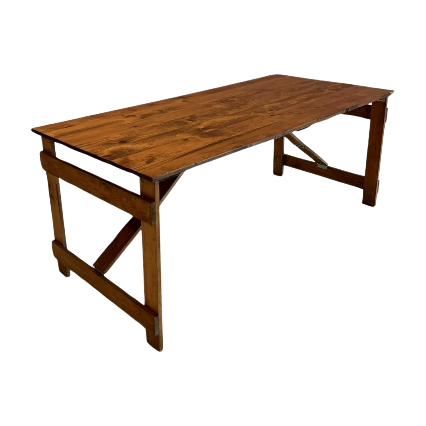 KRAUS handmade folding farm table, angled side view