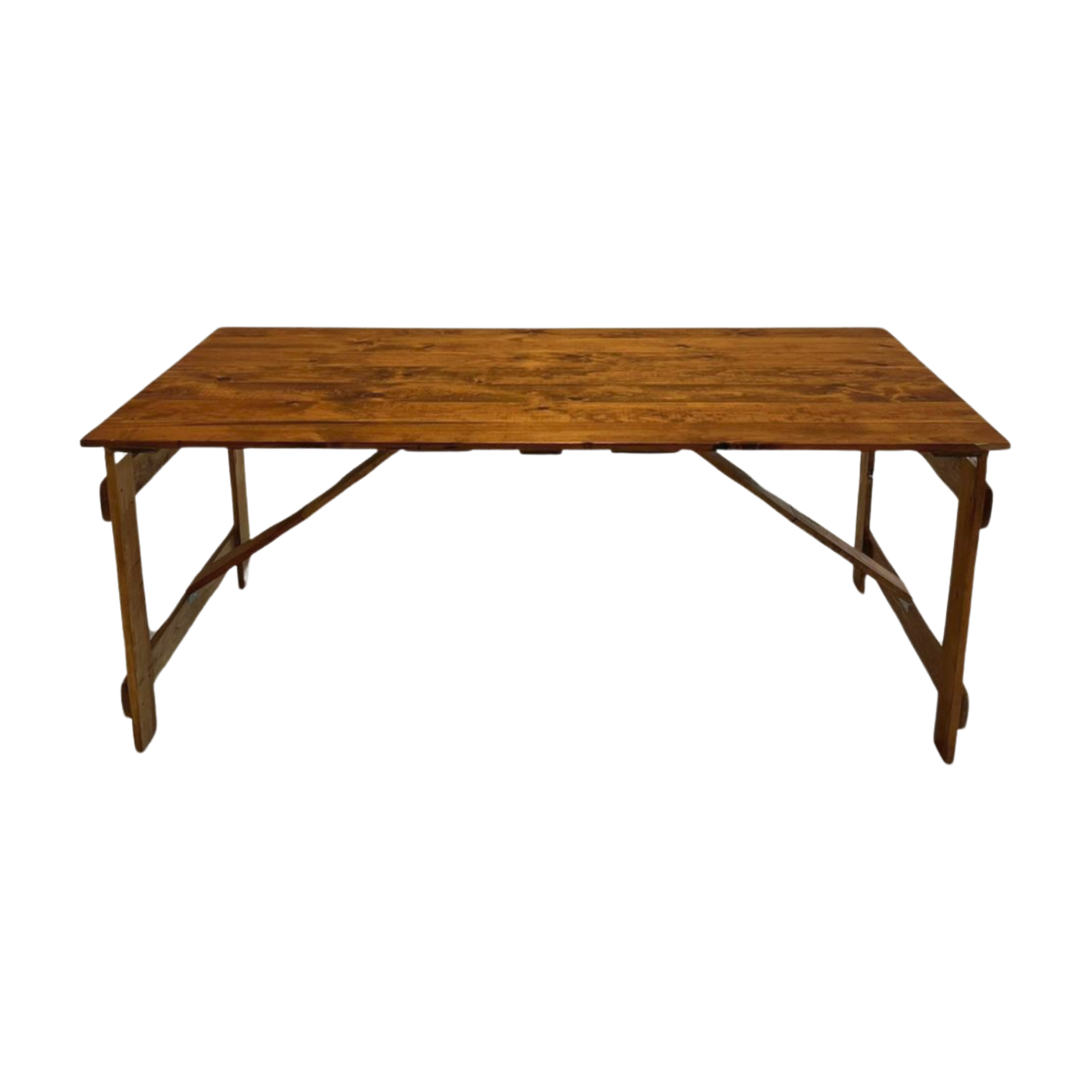 KRAUS handmade folding farm table, side view