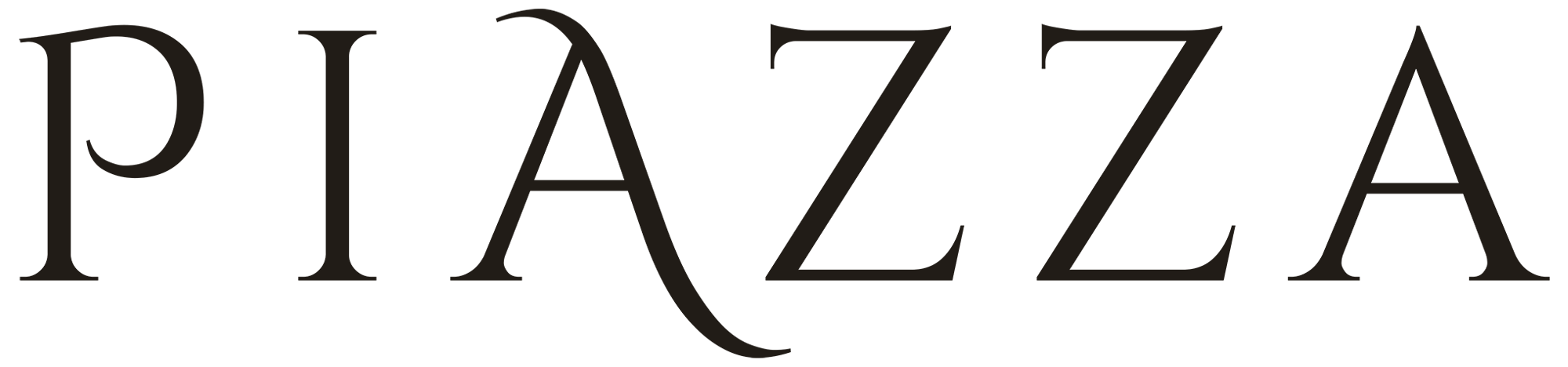 The word 'PIAZZA' written in large, black, stylized uppercase letters on a white background.
