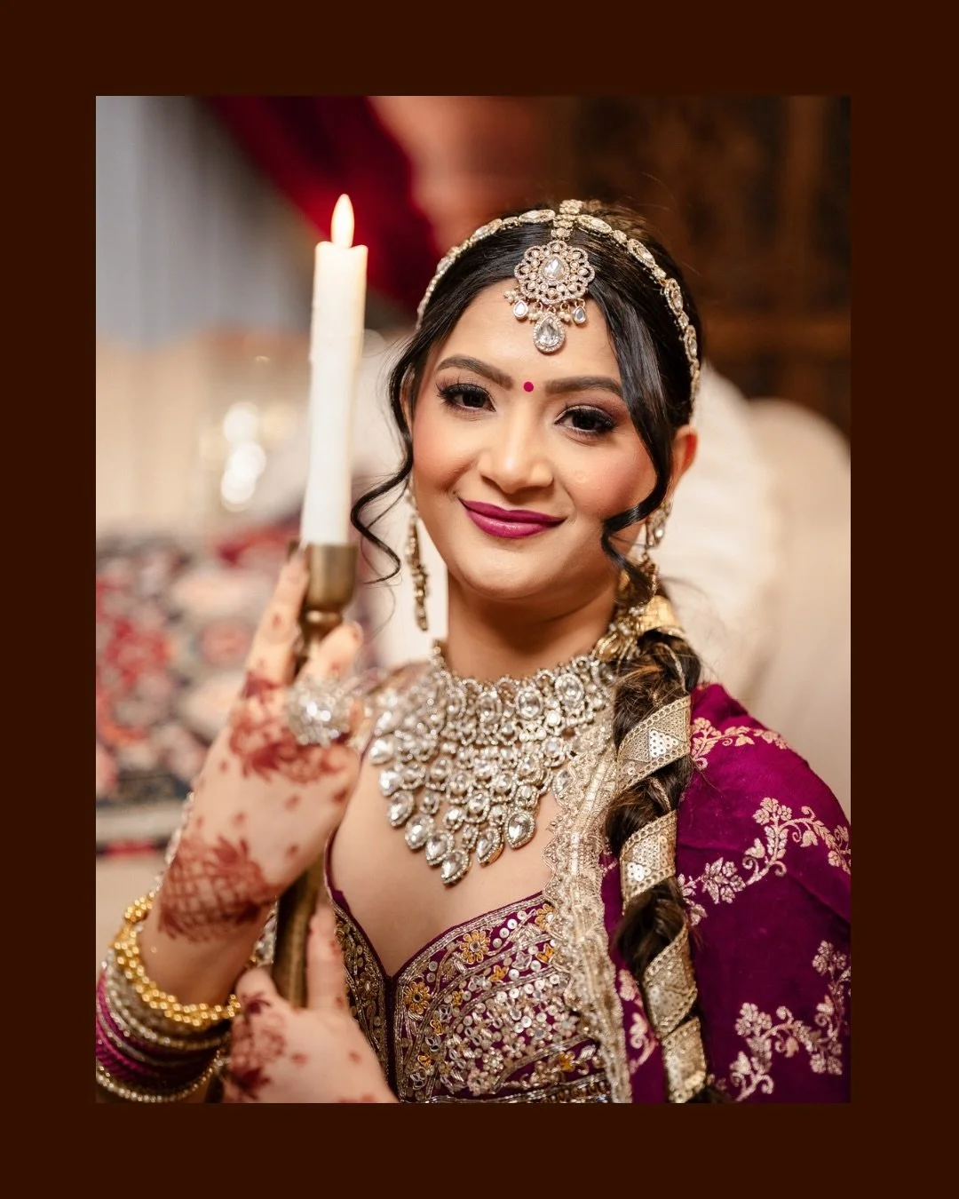 Timeless beauty in every detail 💜

Hair &amp; Makeup beautifully done by: @hennabyrajdhillon 
Intricate henna artistry by: @arj_purva_yyc 
Stunning outfit by: @nanak_emporium 
Beautiful decor by: @maahisdecor 
Jewelry: @lush.jewelrystudio 
Captured 