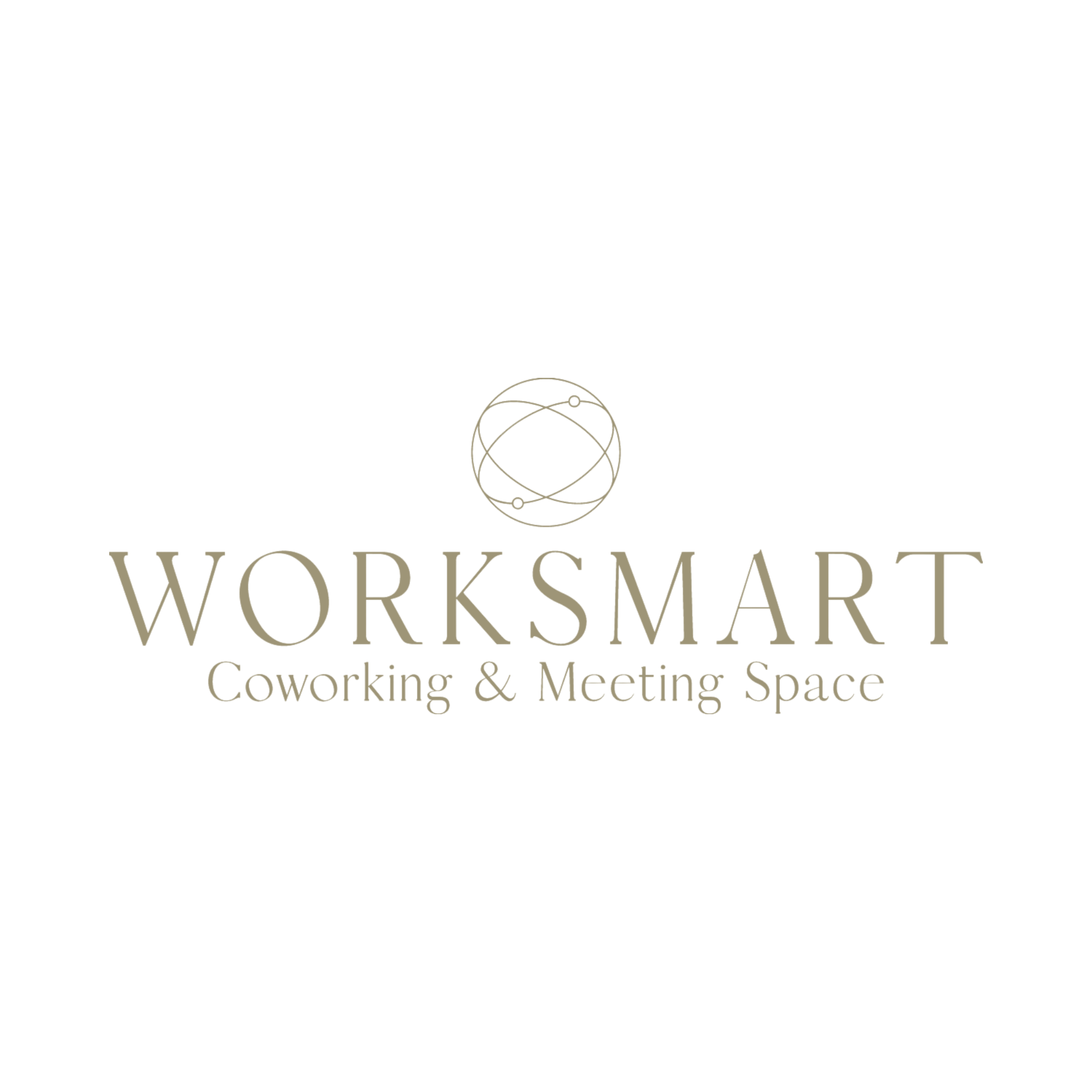 WorkSmart coworking and meeting space logo with a globe icon above the text.