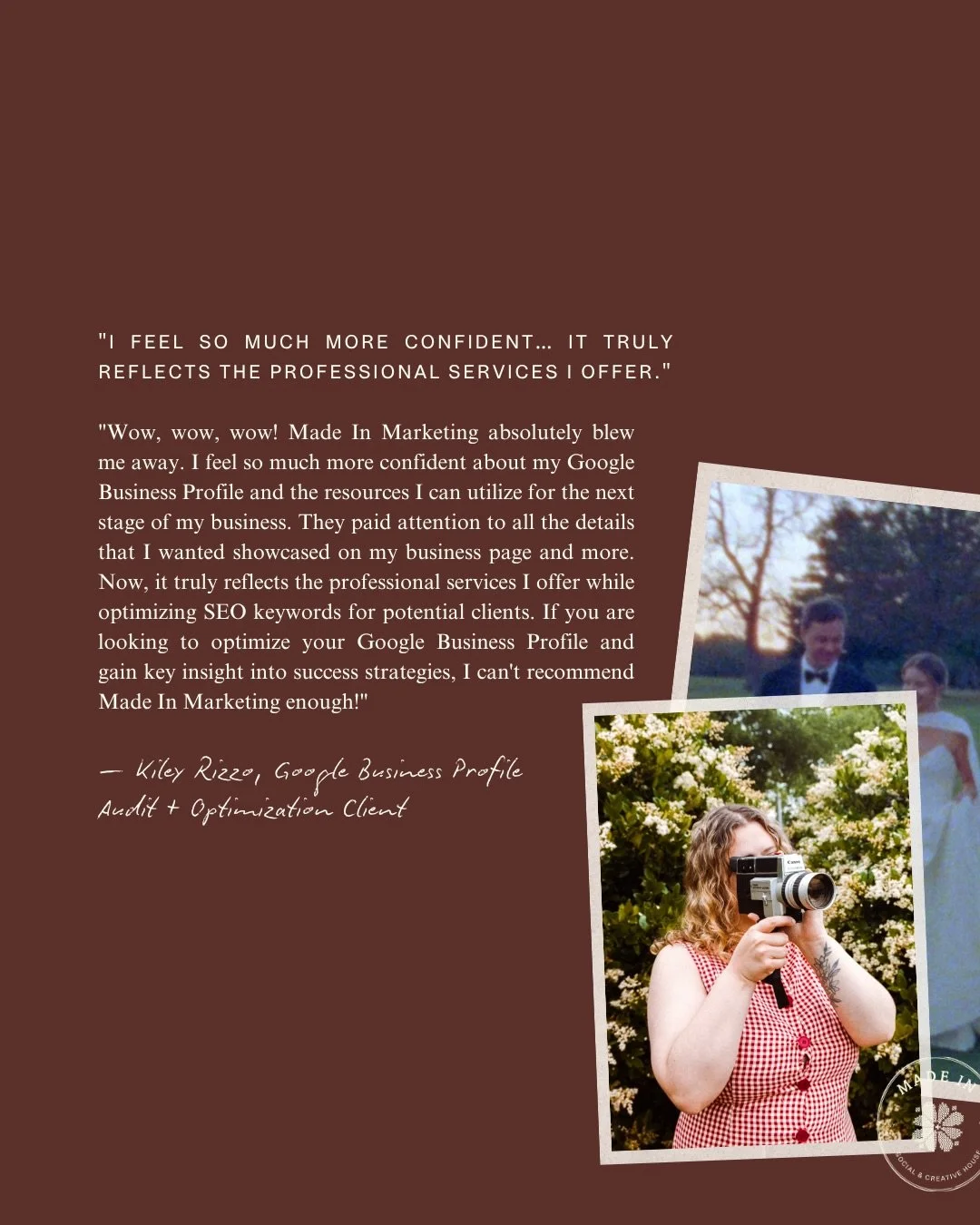 The through line in all of this work is pretty simple.

Do good work, care about people, and the rest has a way of taking care of itself. From a Google Business Profile audit to a full fractional marketing partnership, every single client relationshi