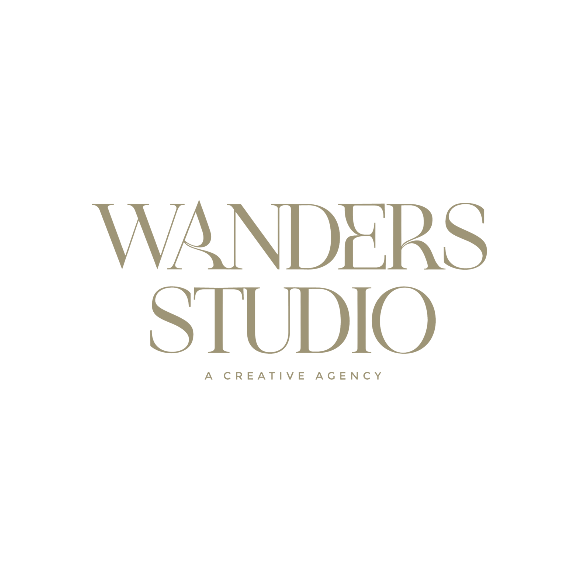 Logo with the text 'Wander Studio' and 'A Creative Agency' on a black background.