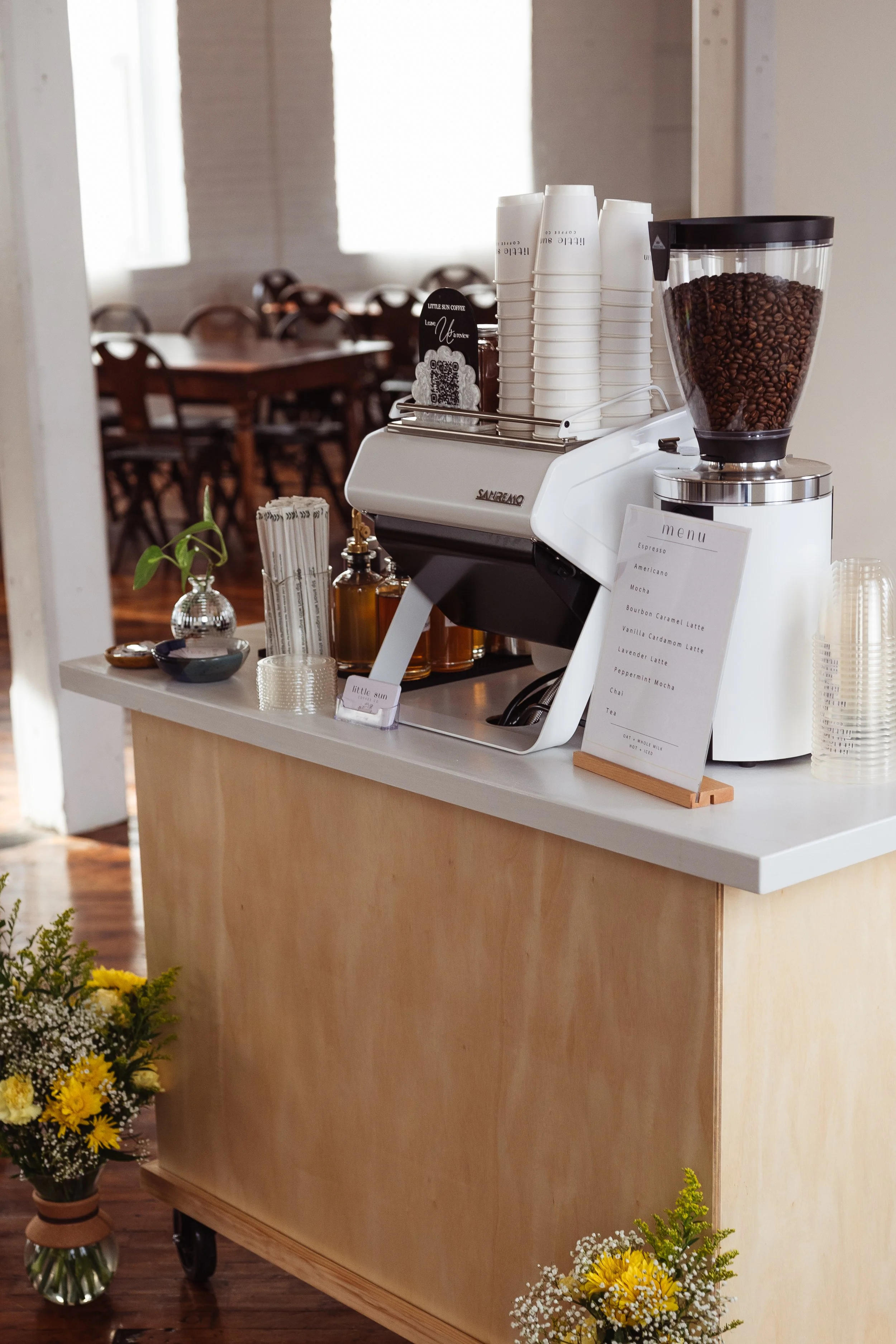 Coffee cart catering at a corporate event in Philadelphia serving lattes