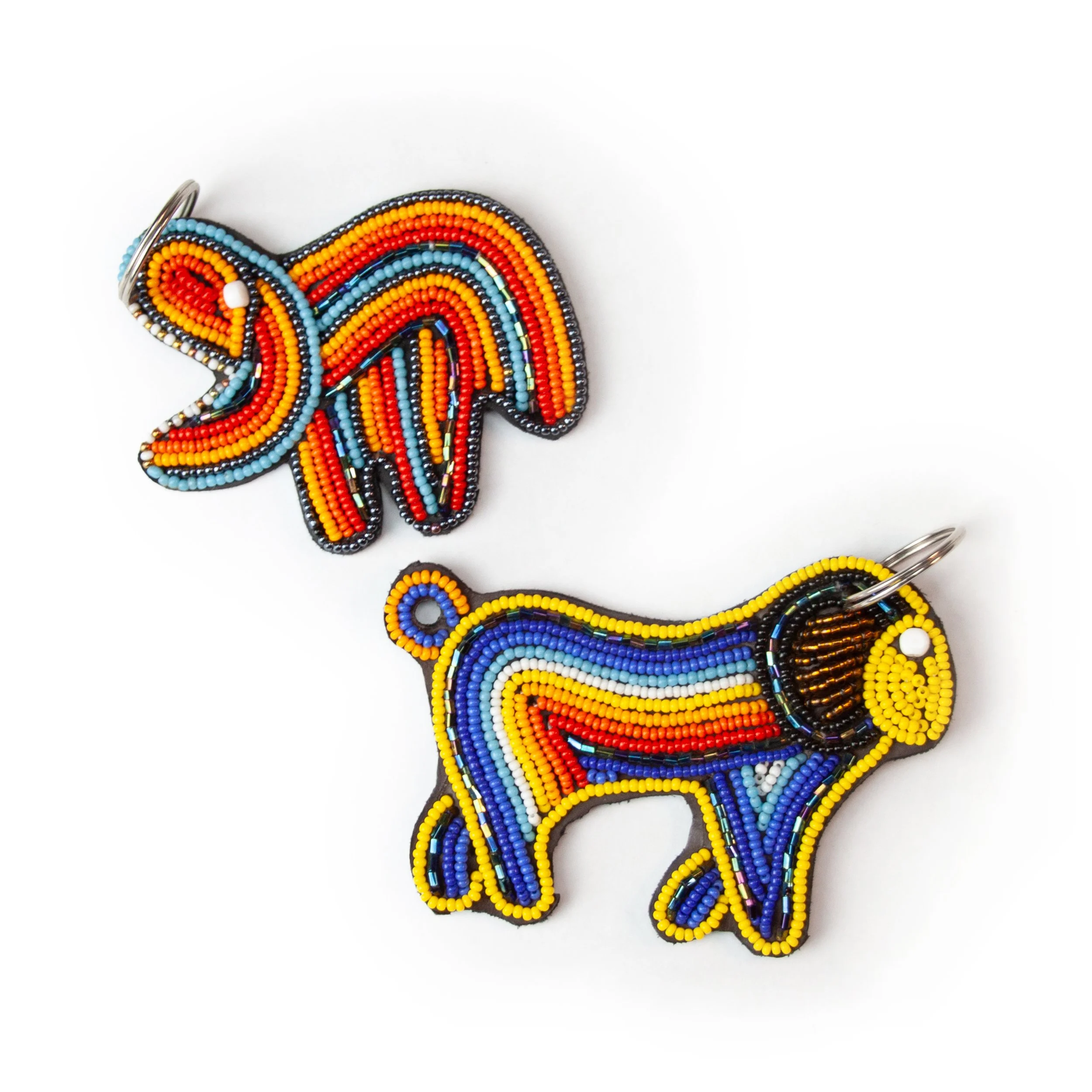 Beaded Leather Keychain 