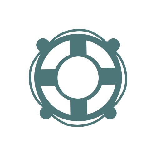 A simplified graphic icon of a life preserver or lifebuoy.