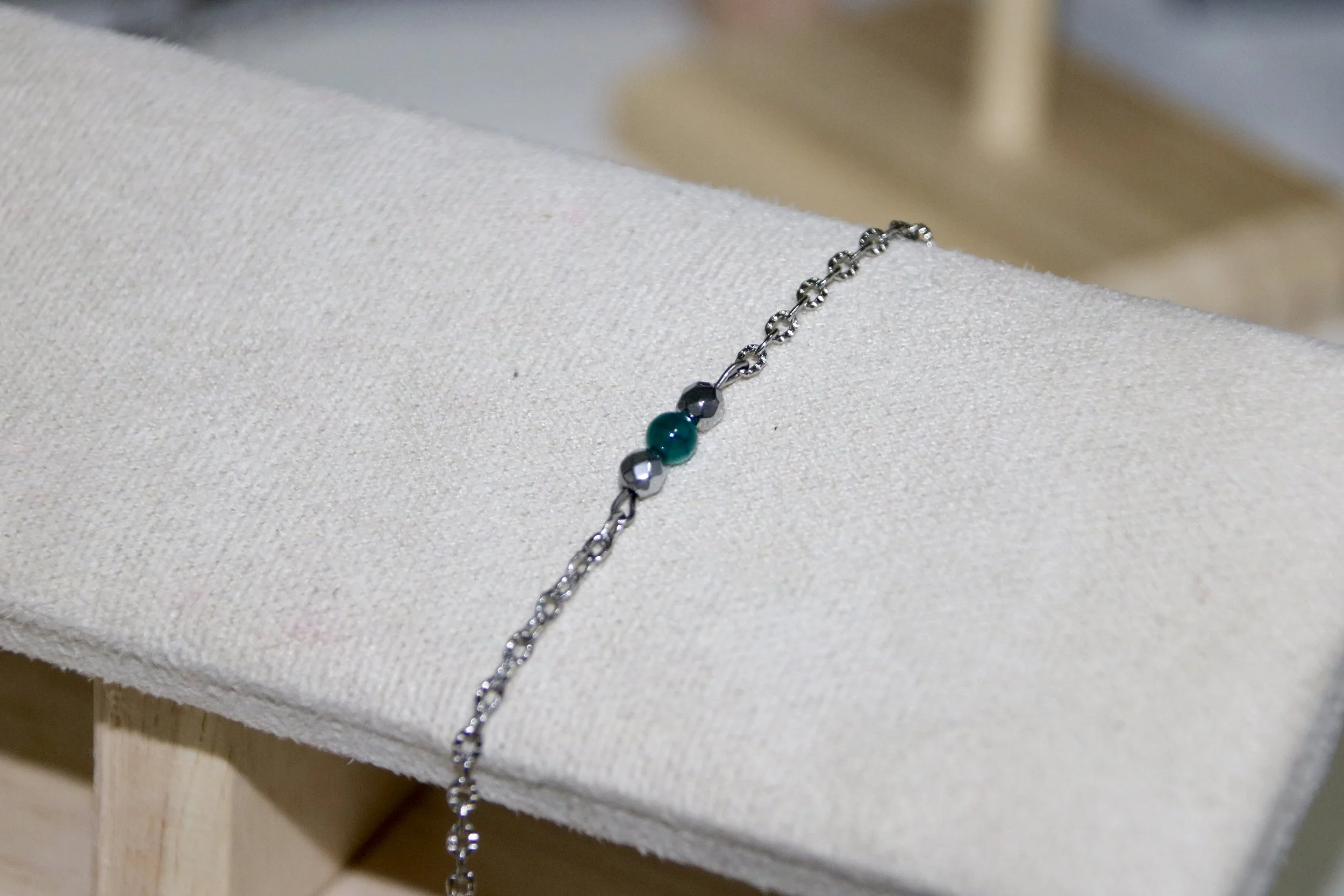 Bracelet agate et hématite argenté