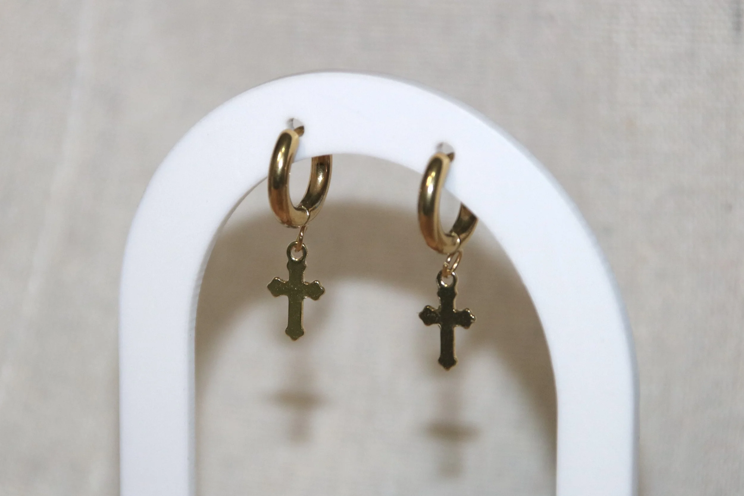 Boucles d'oreilles croix doré