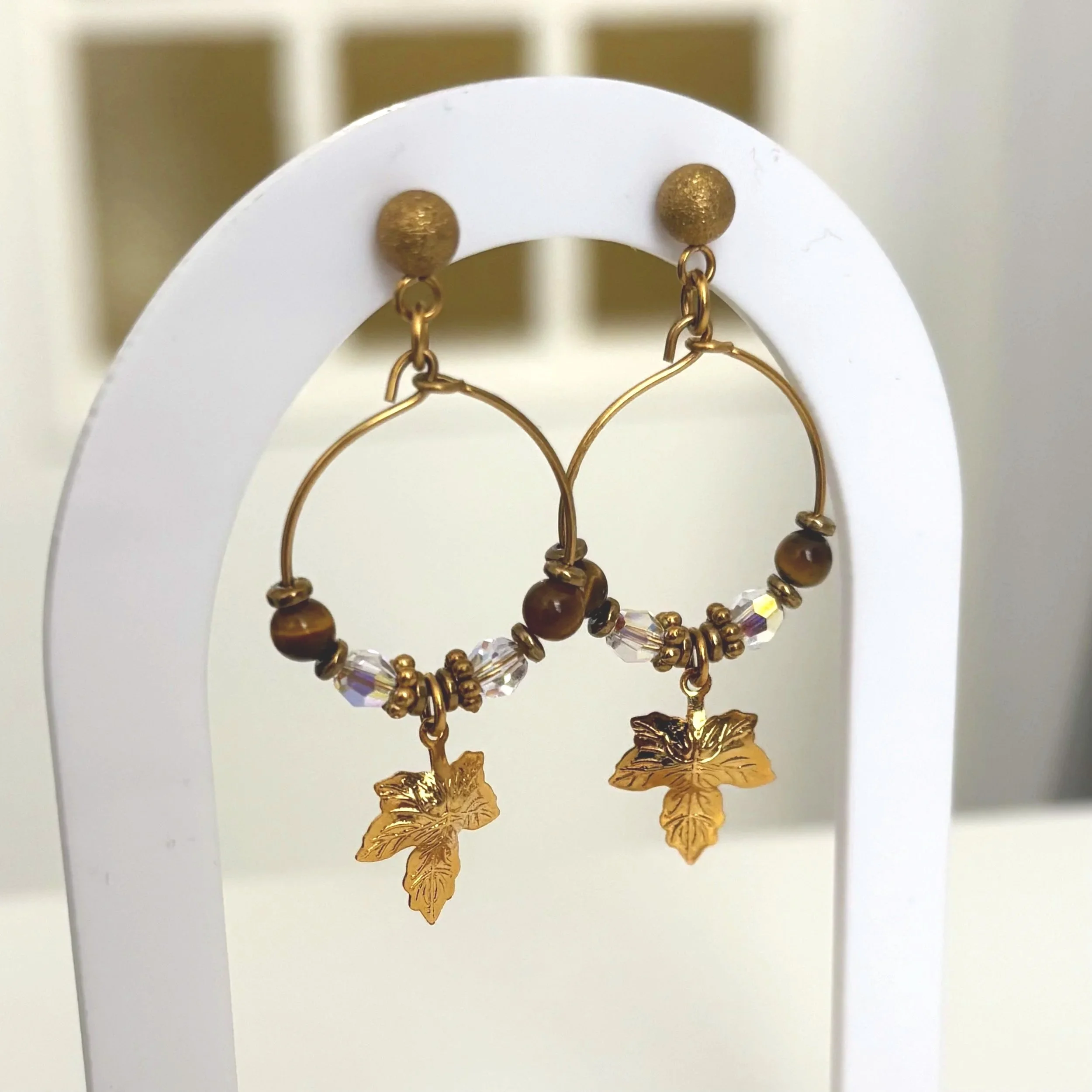 Boucles d'oreilles érable - Oeil de tigre
