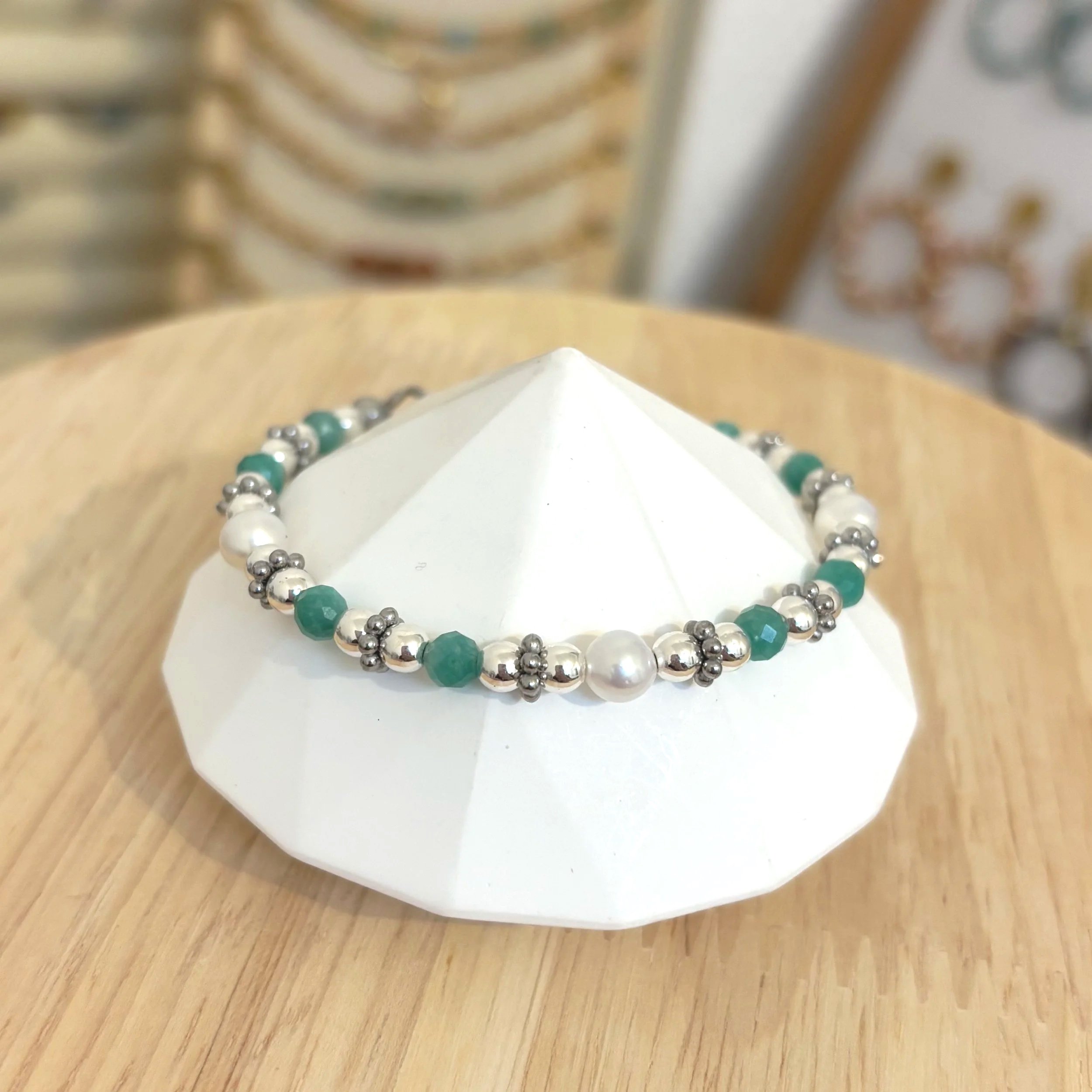 Bracelet - Perles d'eau douce et amazonite