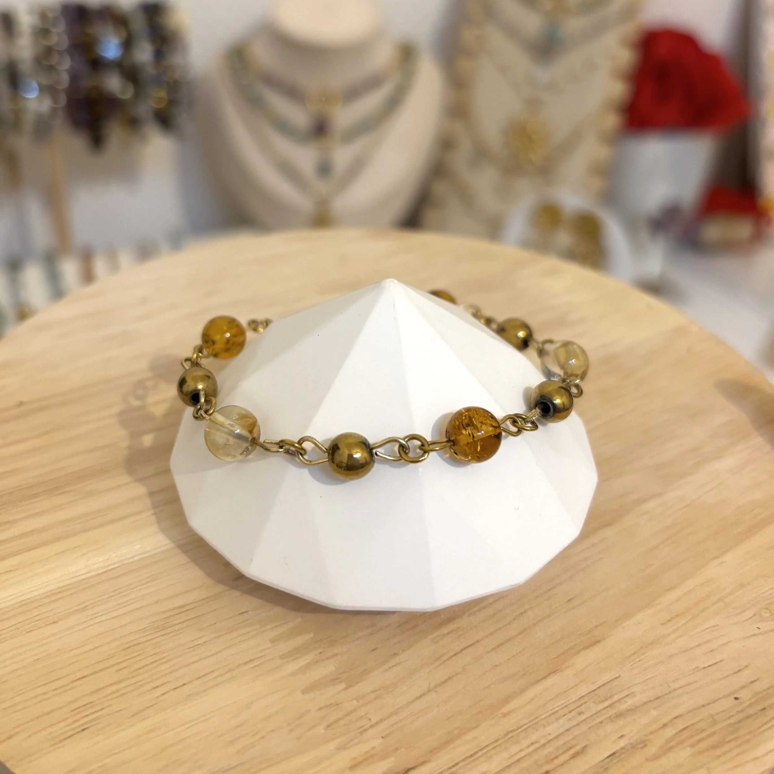 Bracelet - Ambre, citrine et hématite