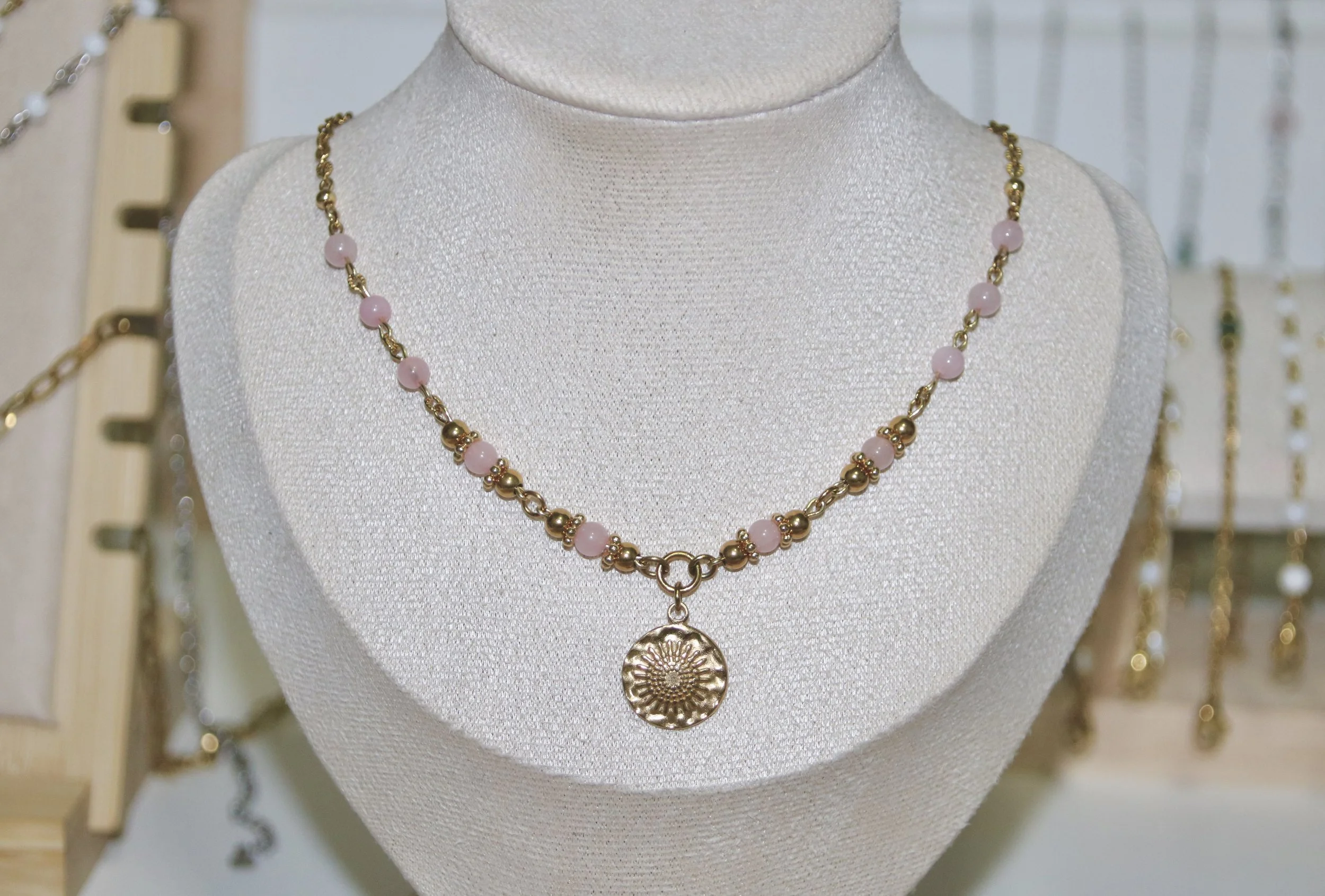 Collier quartz rose