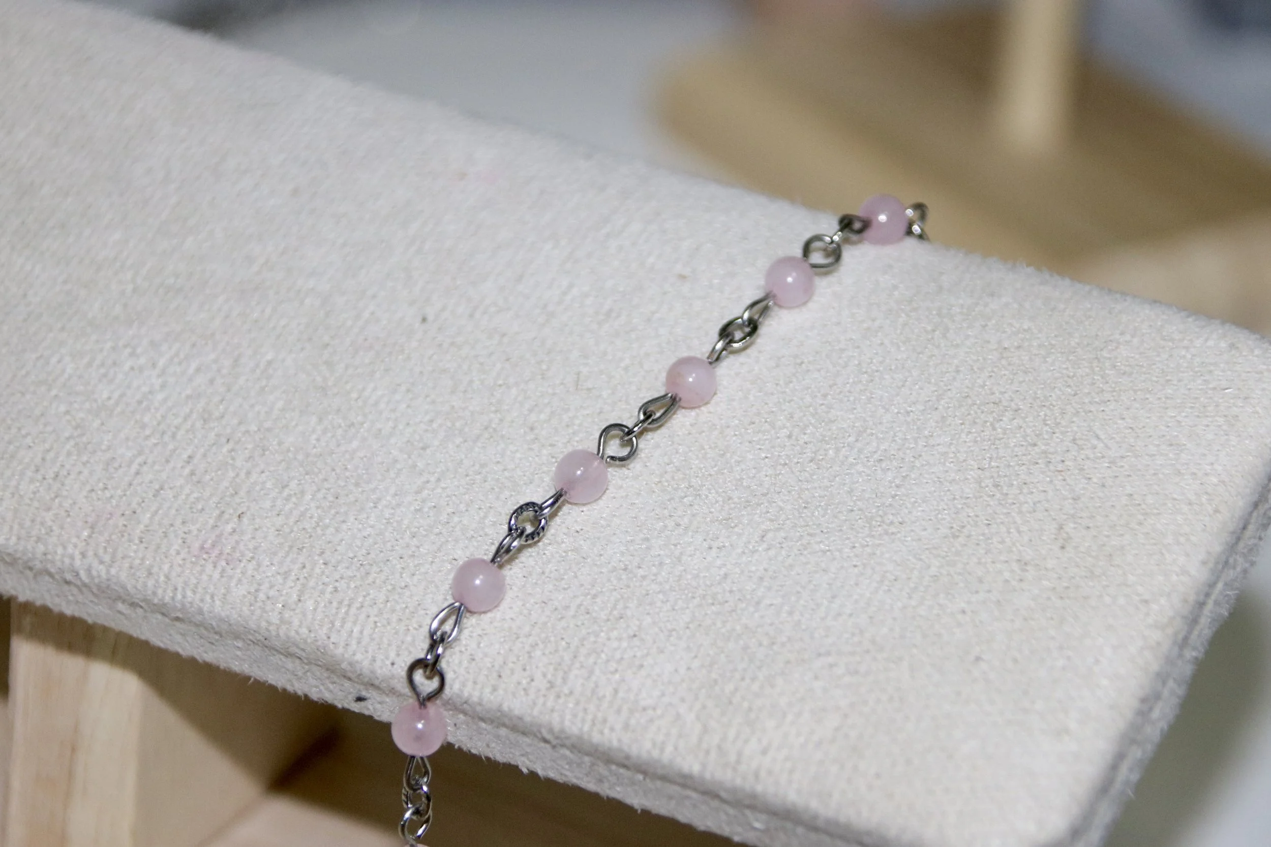 Bracelet quartz rose argenté