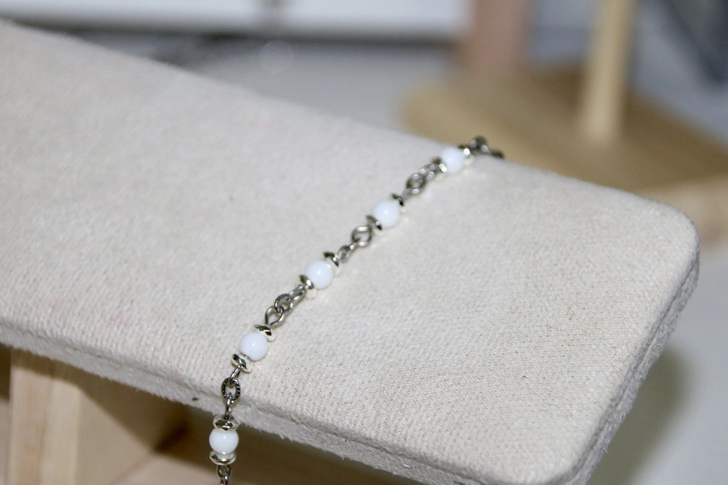 Bracelet jade blanc argenté