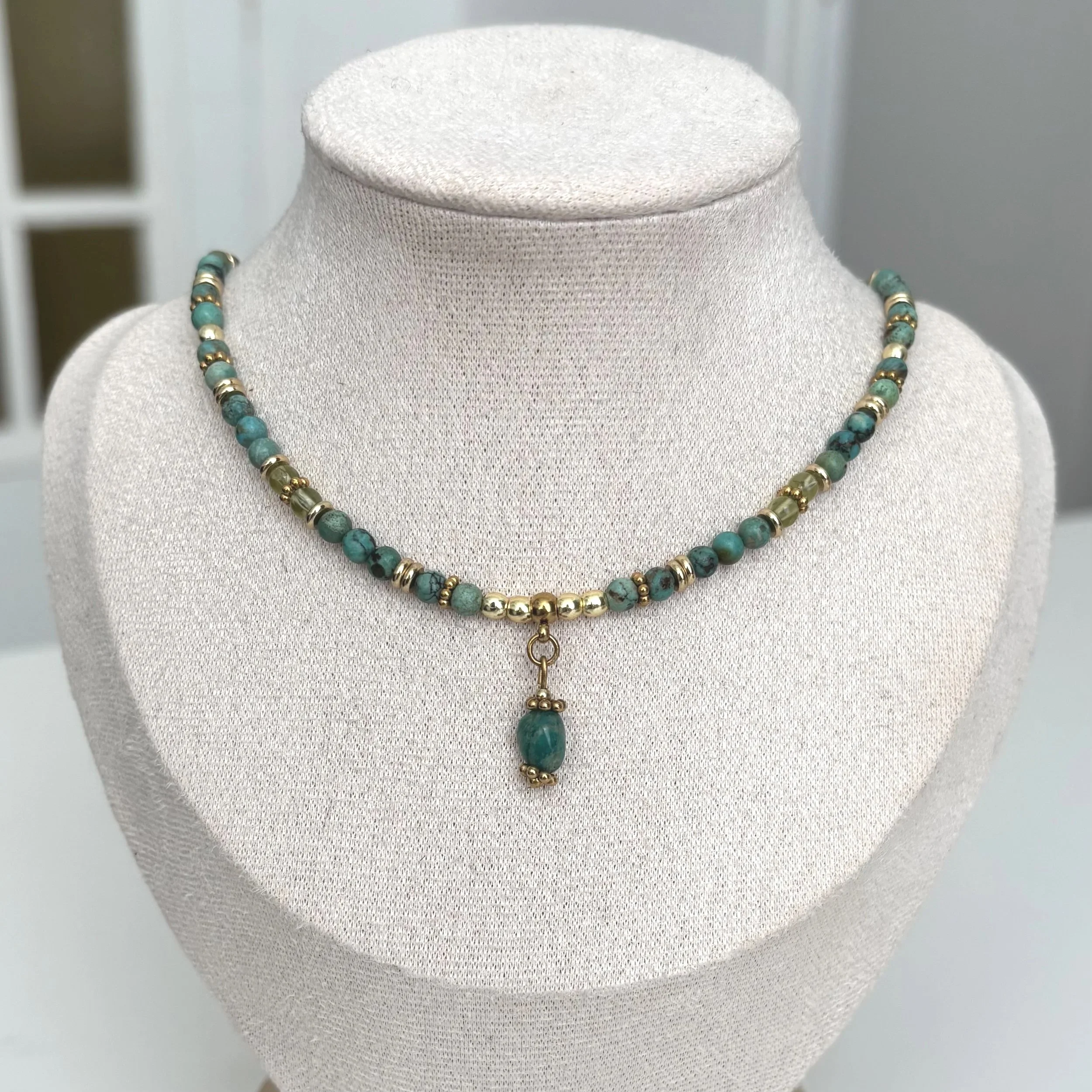 Collier Emie - Turquoise et péridot