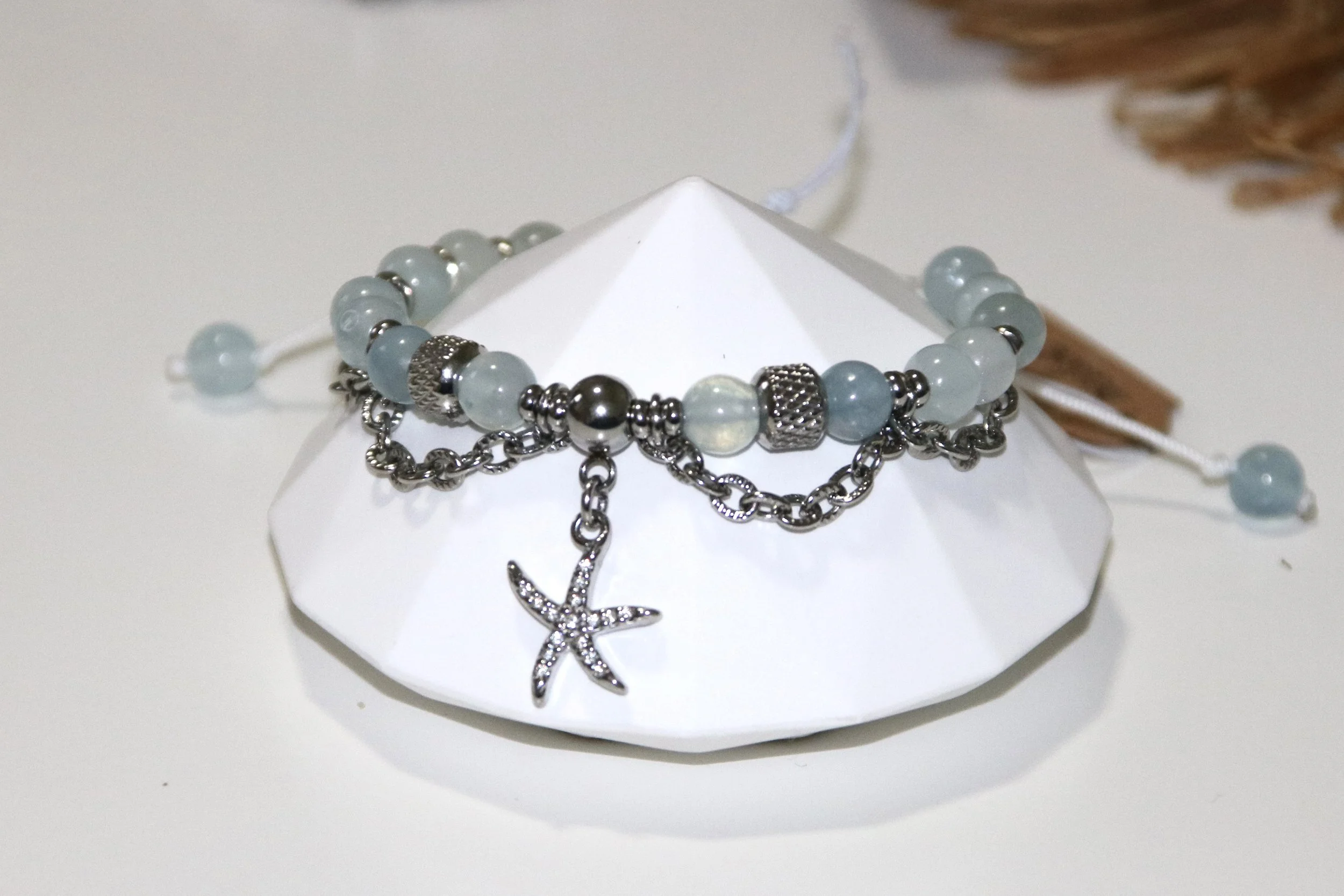 Aigue marine et charm strass