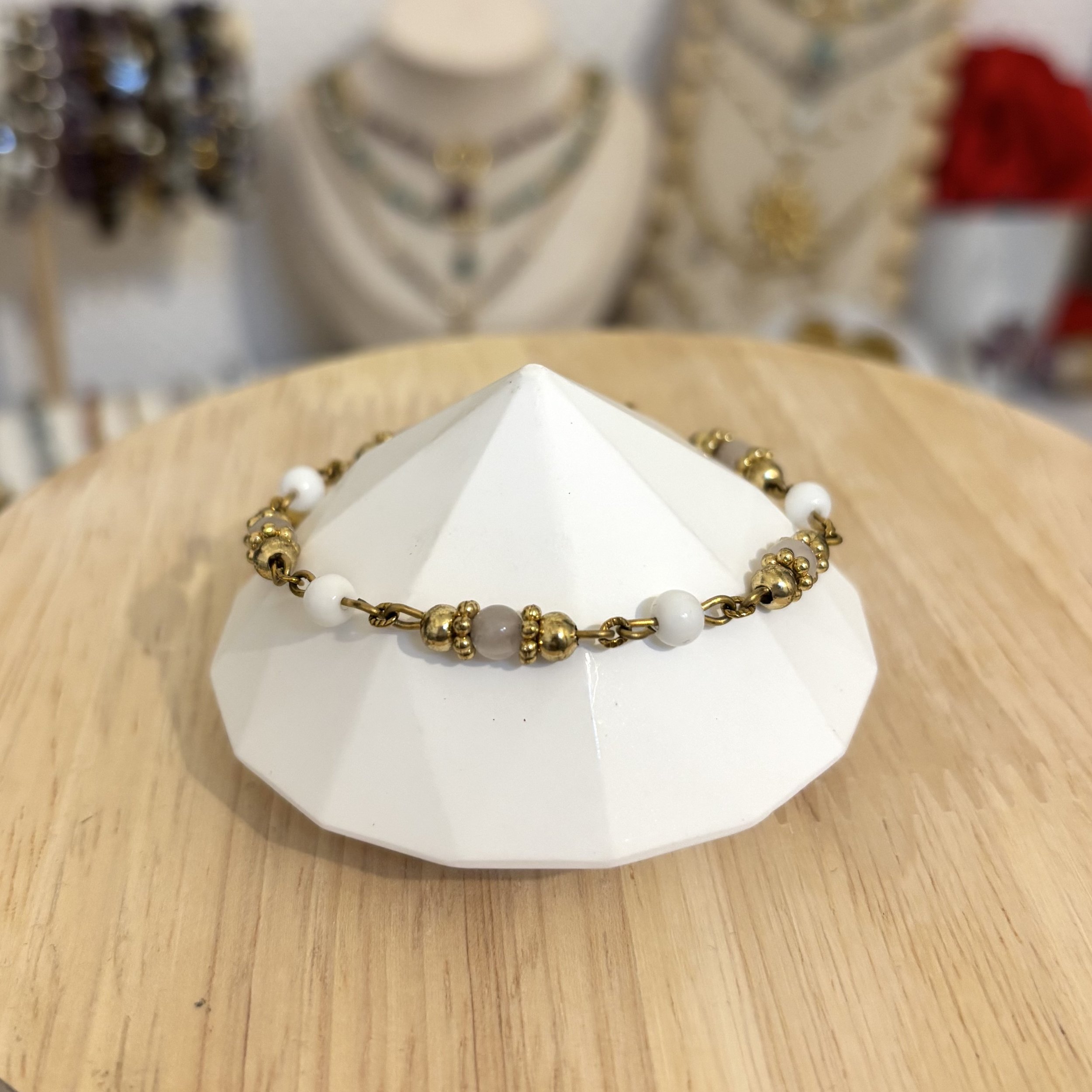 Bracelet - Quartz rose et jade blanc