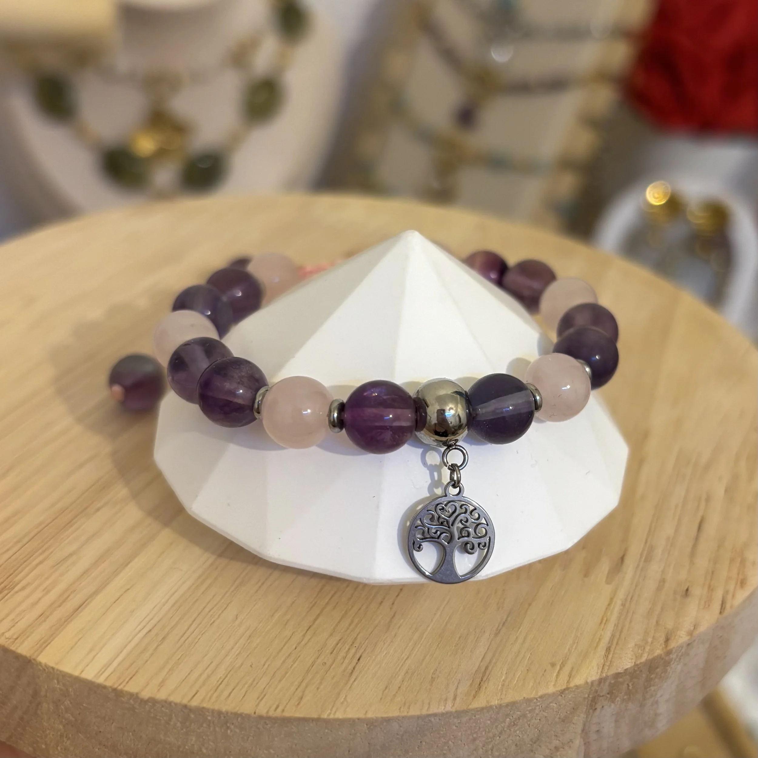 Bracelet - Fluorite et quartz rose