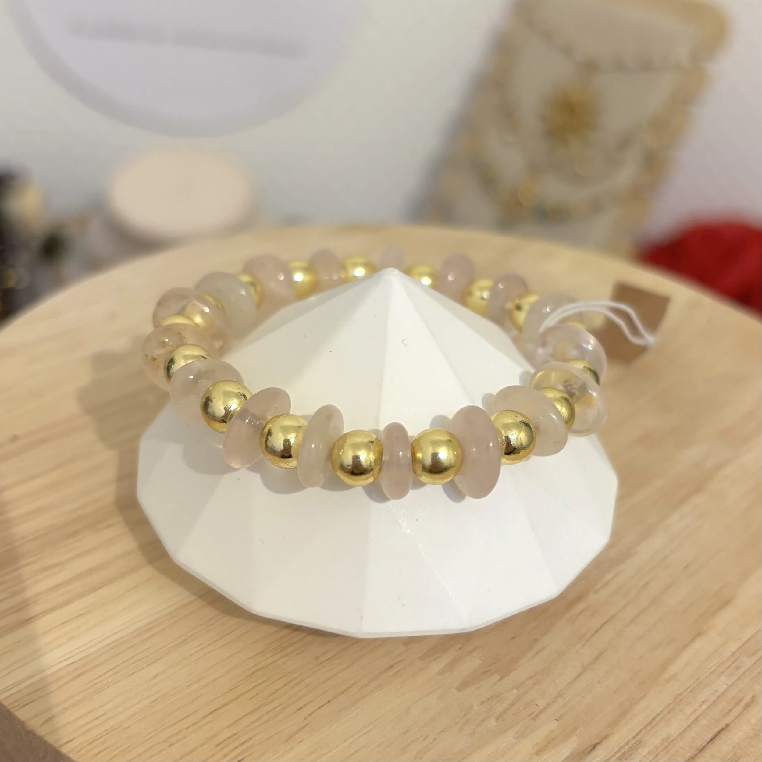 Bracelet pierres roulée - Quartz rose