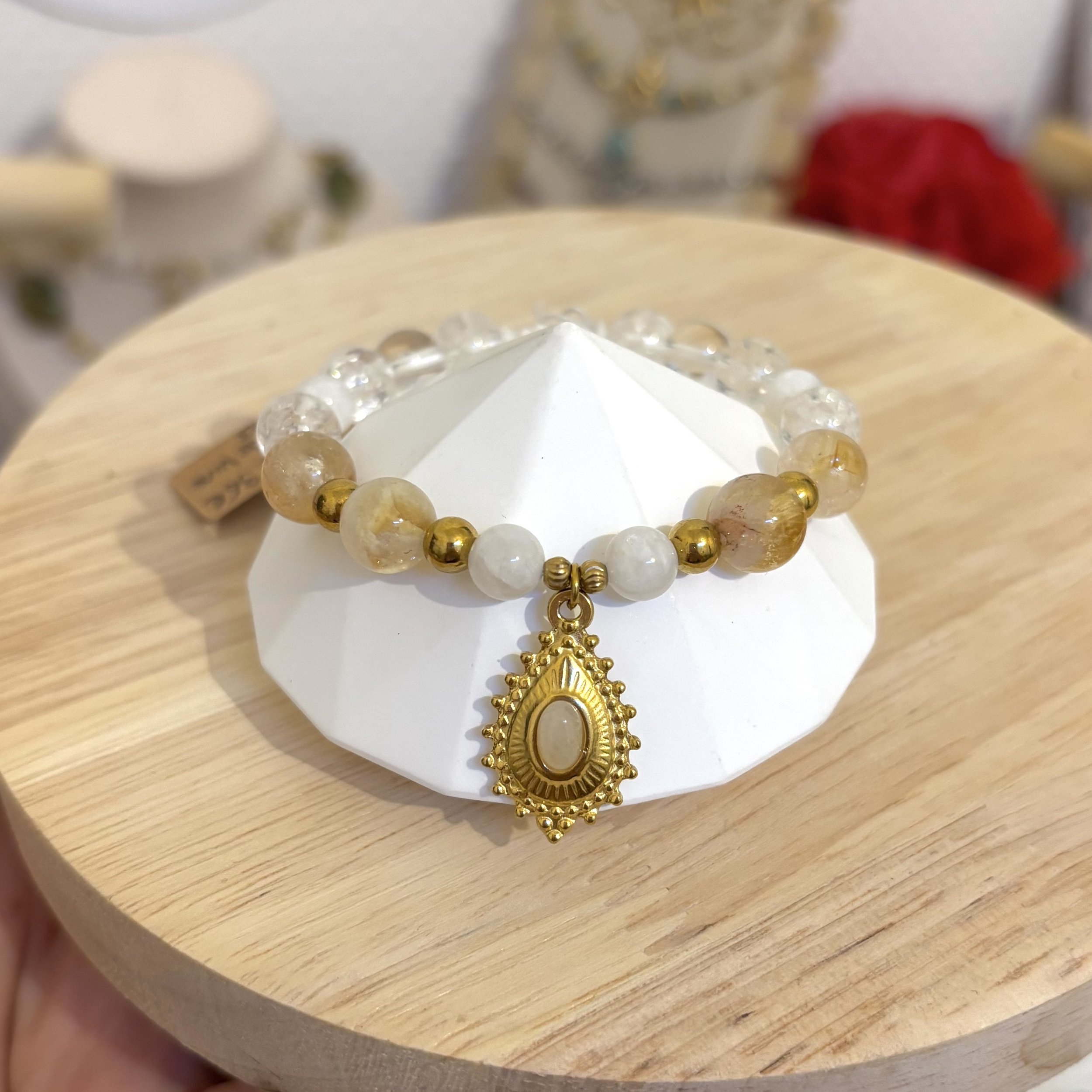 Bracelet - Citrine, pierre de lune et cristal de roche