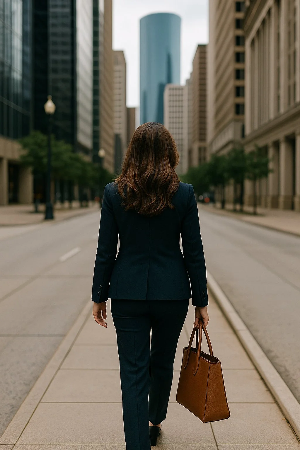 Houston attorney and mediator walking through downtown Houston