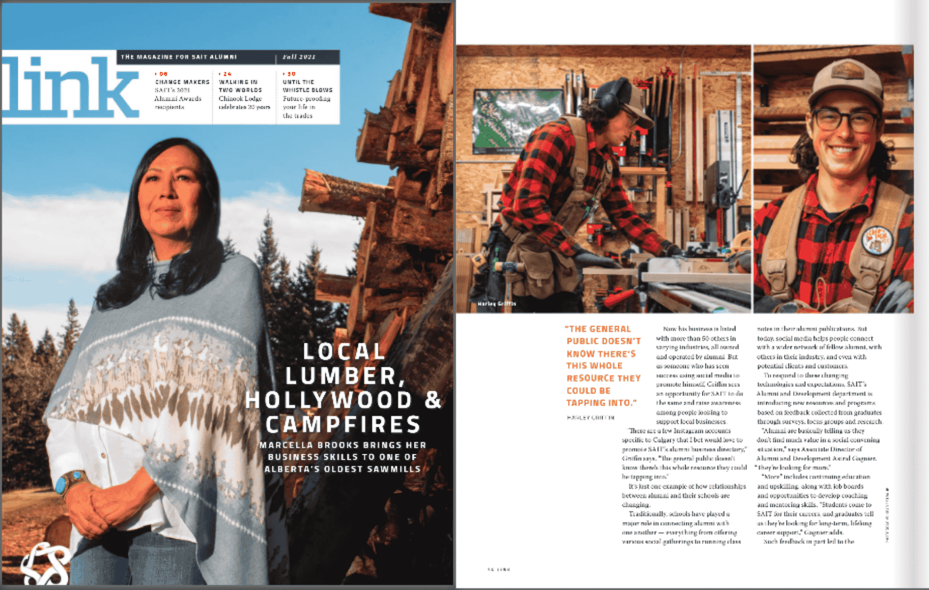 Cover of Link magazine with cutout of Harley Griffin owner of Stone Mountain Projects based in Calgary Alberta