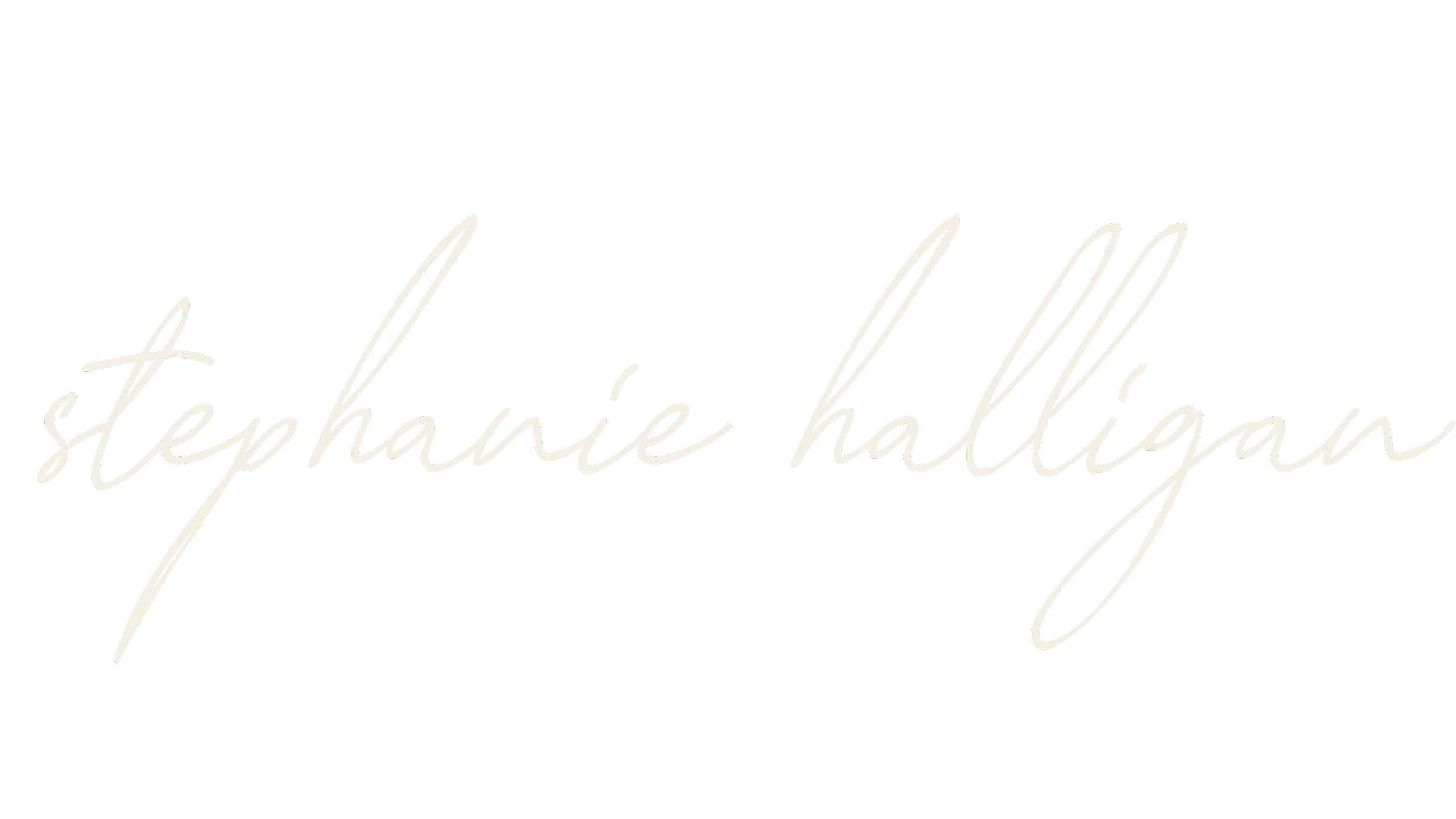 Black background with white cursive text that reads 'stephanie halligan'.