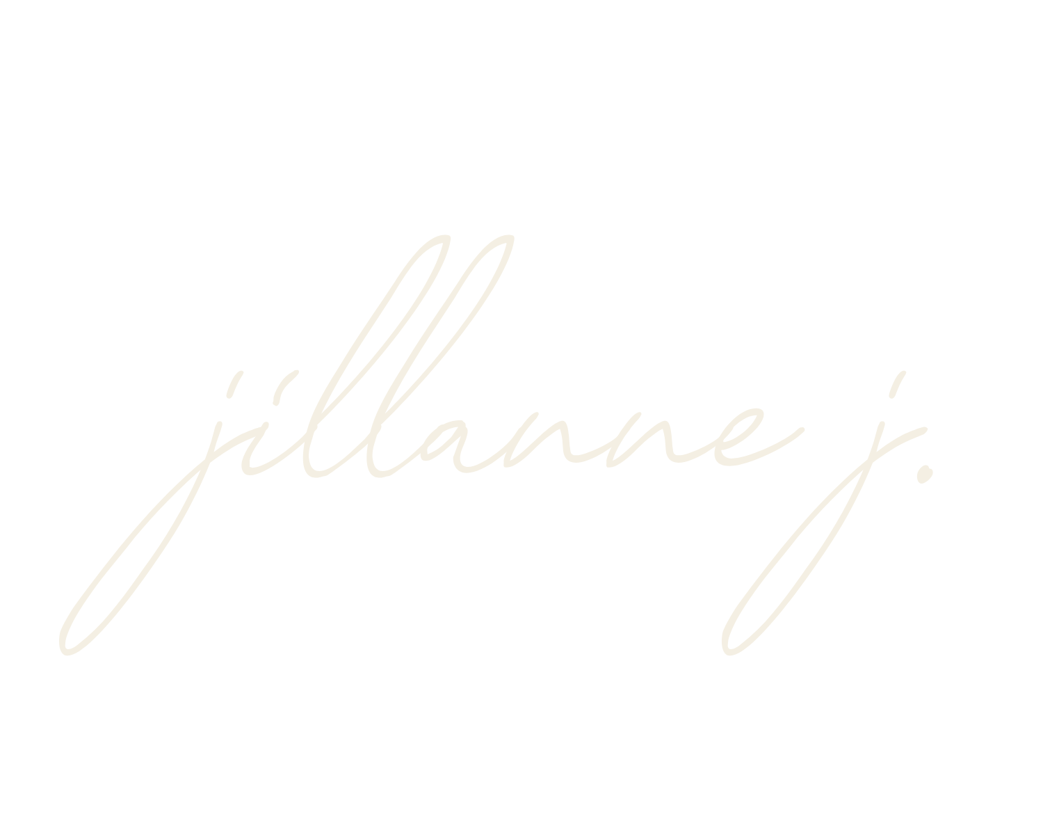 Black background with elegant cursive white text that reads: 'jillanne j.'
