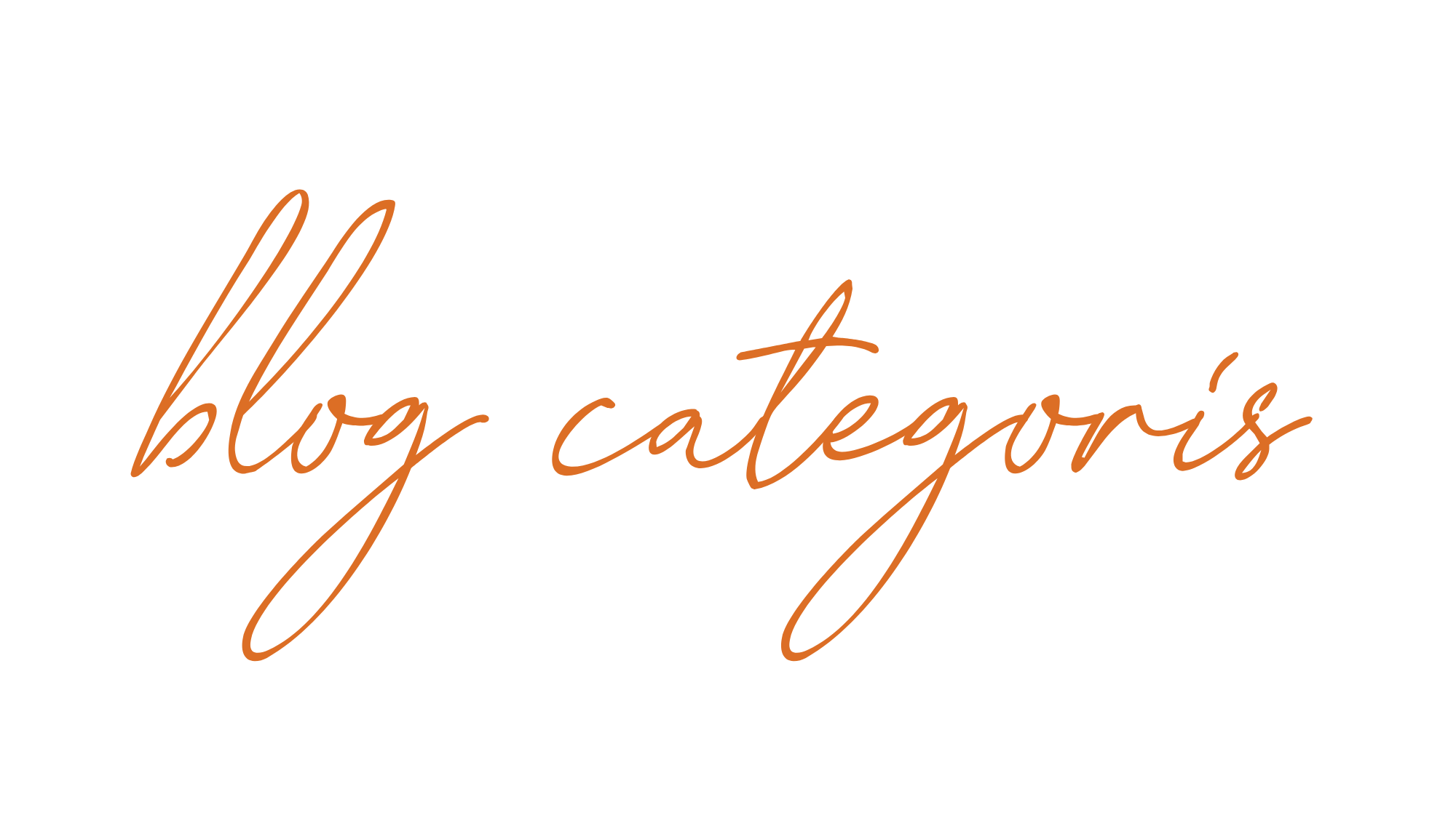 Text that reads 'BLOG CATEGORIES' in cursive, brown lettering on a black background.