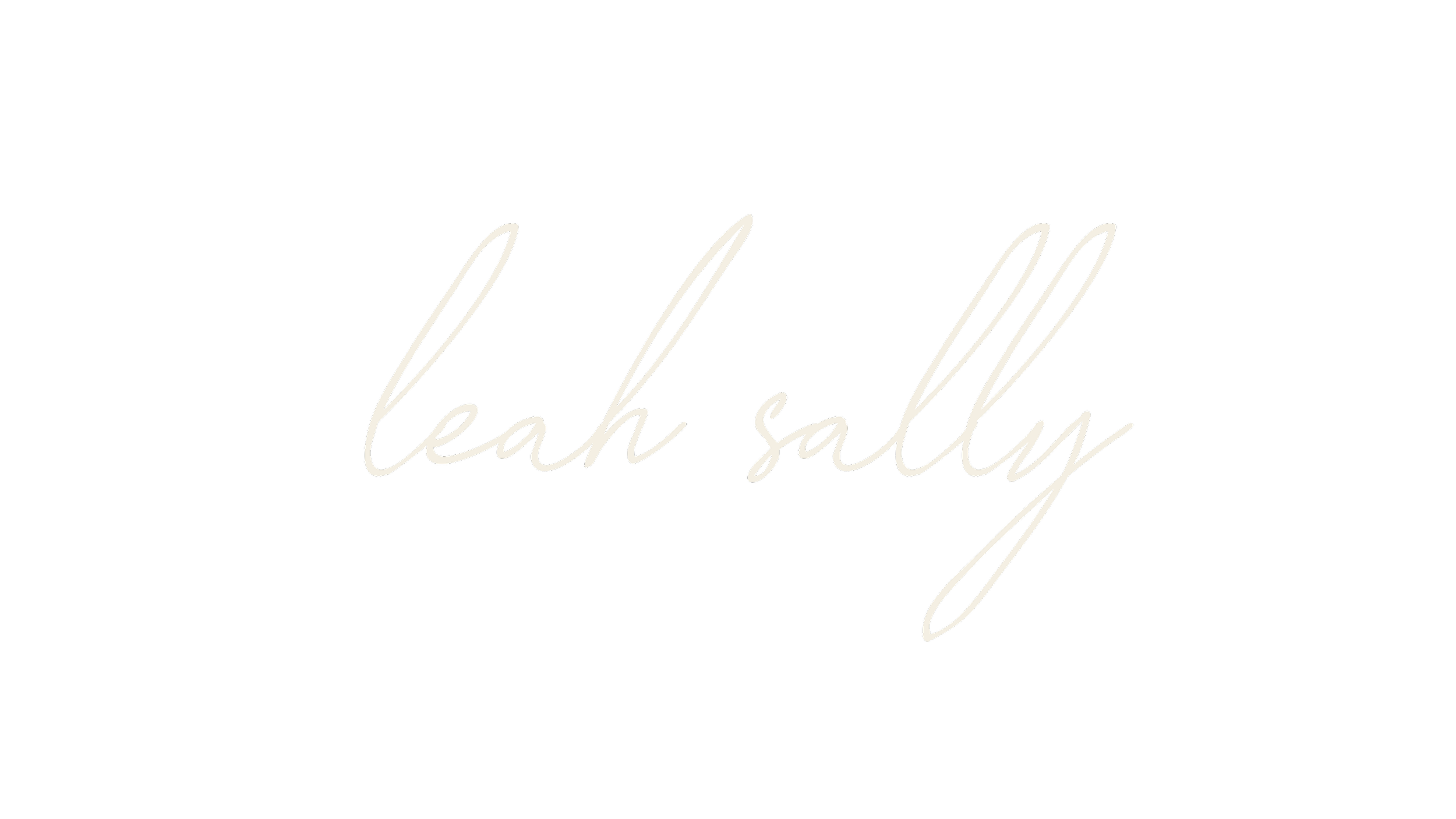 Text reading 'leah sally' in cursive white font on black background.