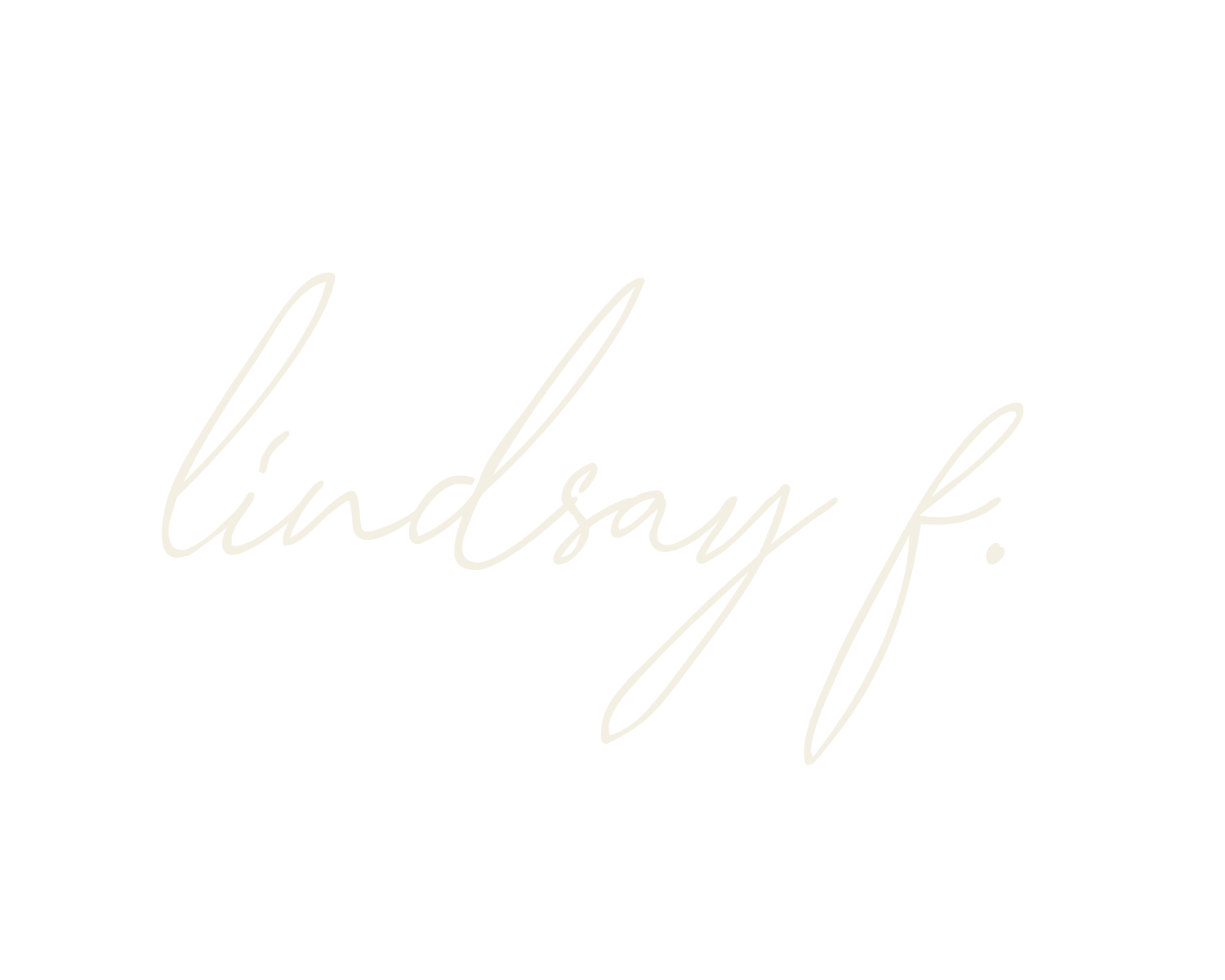Black background with cursive white text that reads 'lindsay f.'