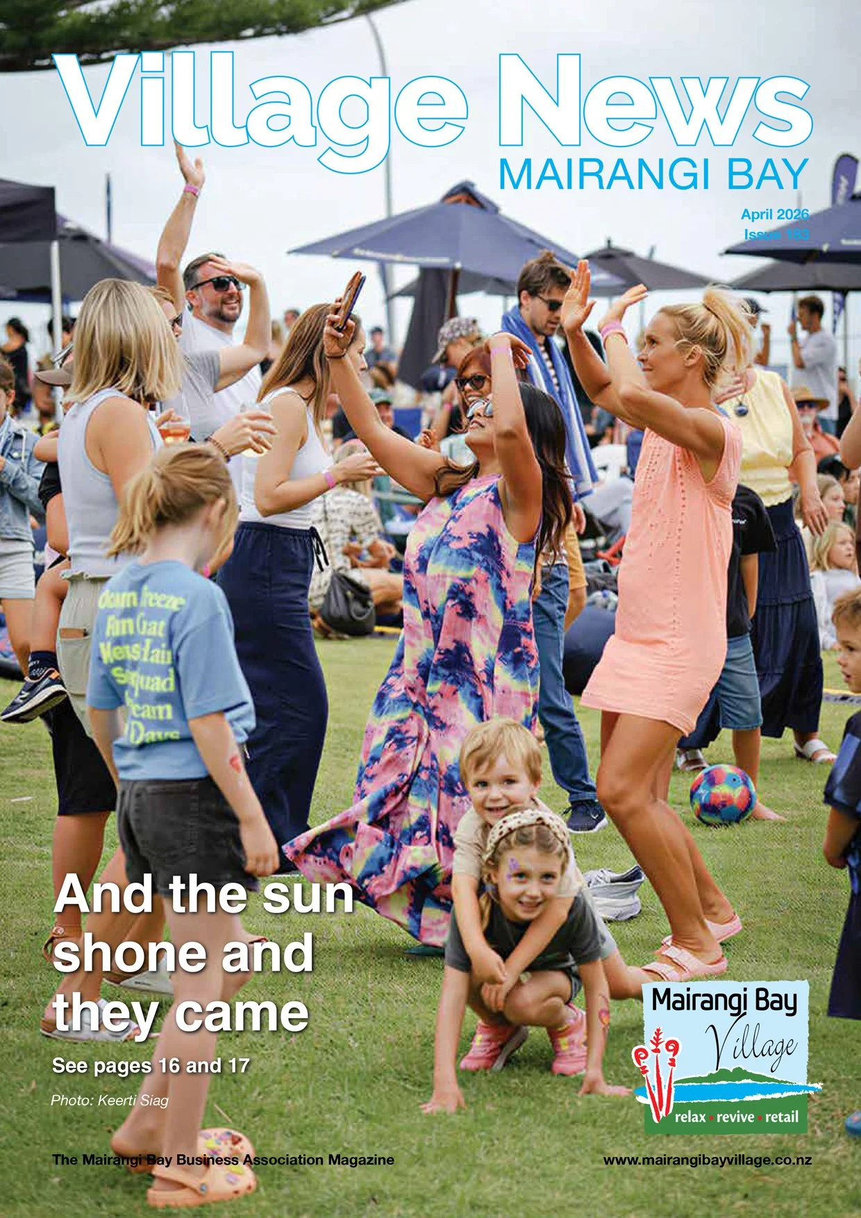 April 2026 Magazine cover, crowds dancing at Mairangi Bay Food and Wine Festival