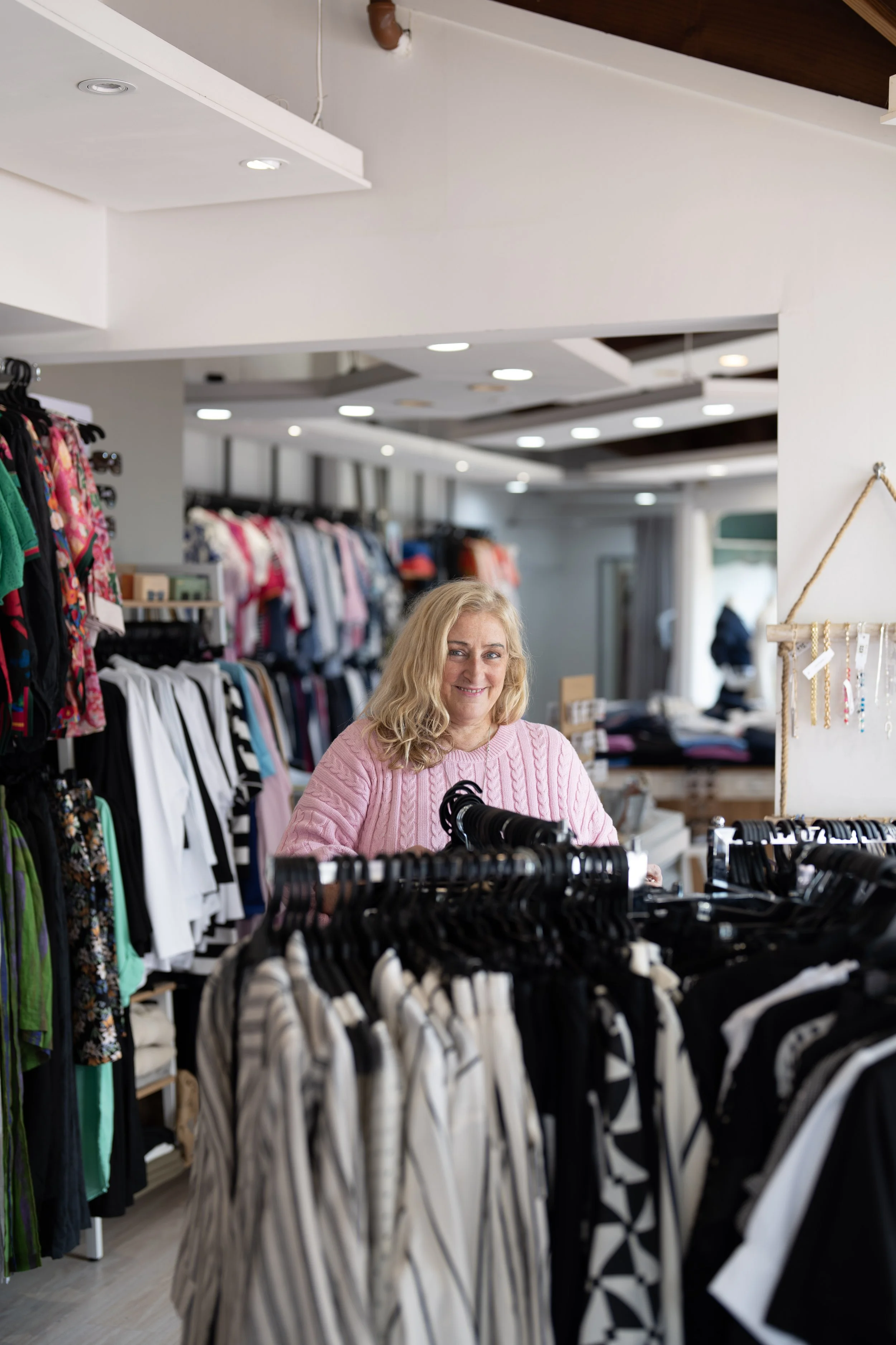 Sarah in her shop - Sarahs Fashions, Mairangi Bay
