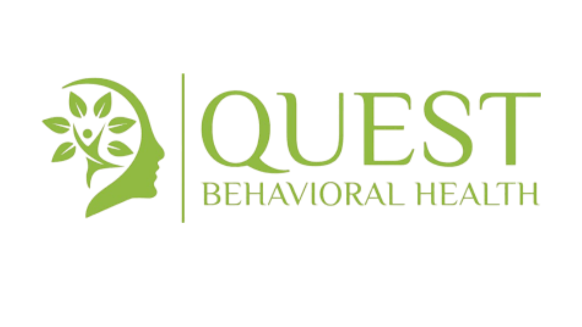 Logo with a stylized human head profile and plant-like elements, followed by the text 'QUEST BEHAVIORAL HEALTH' in green.