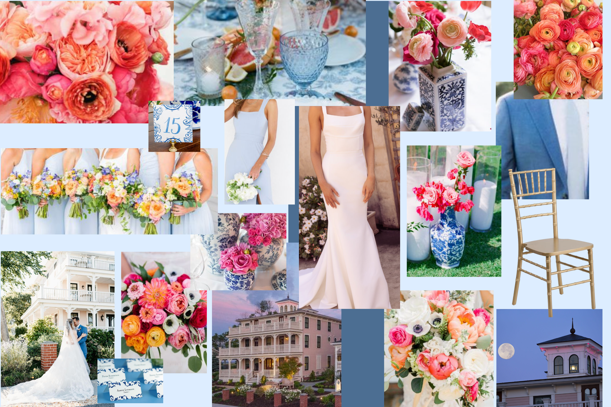 Saybrook Point "Coastal Grandmillennial" spring wedding mood board