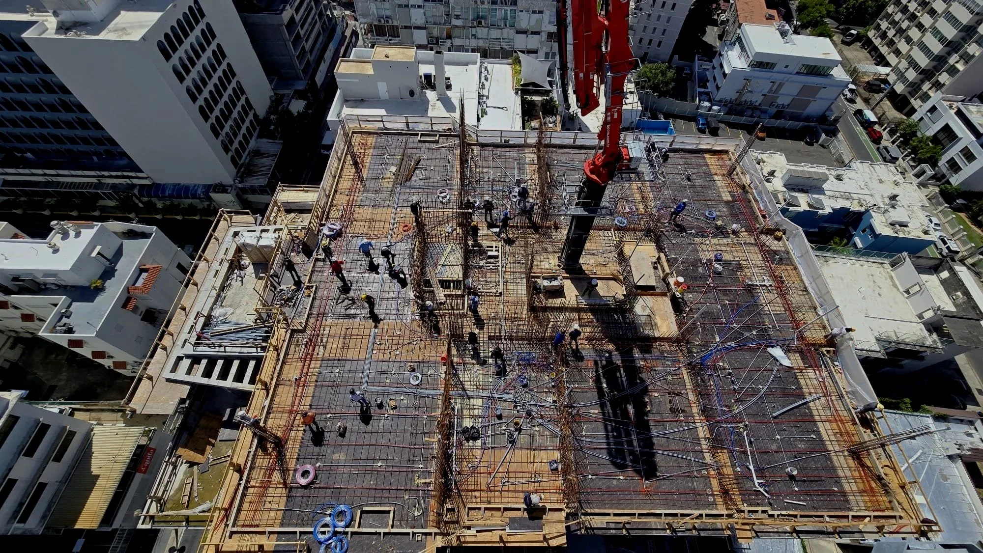 An image of The Icon building roof under construction.
