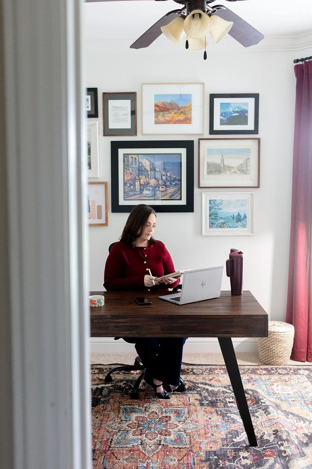 Sheryl Ford preparing for a therapy consultation in her office