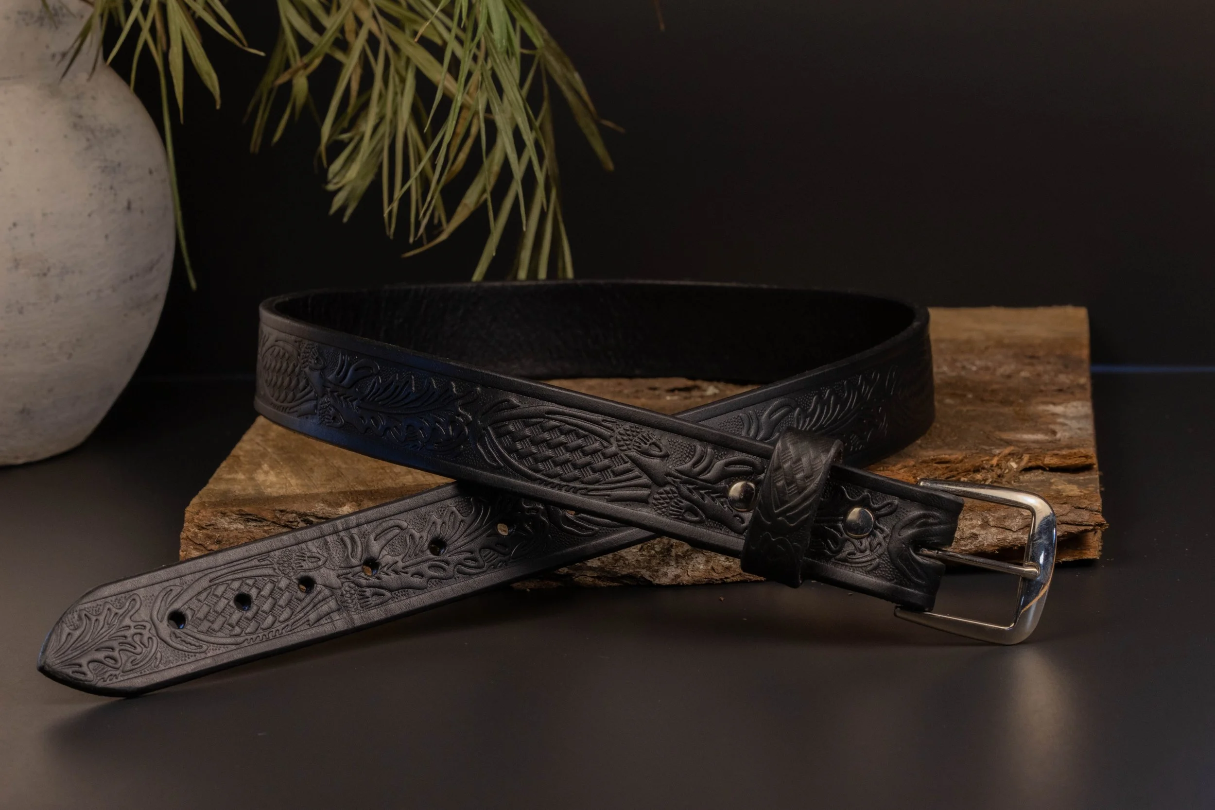 The Leafy Acorn Embossed Belt