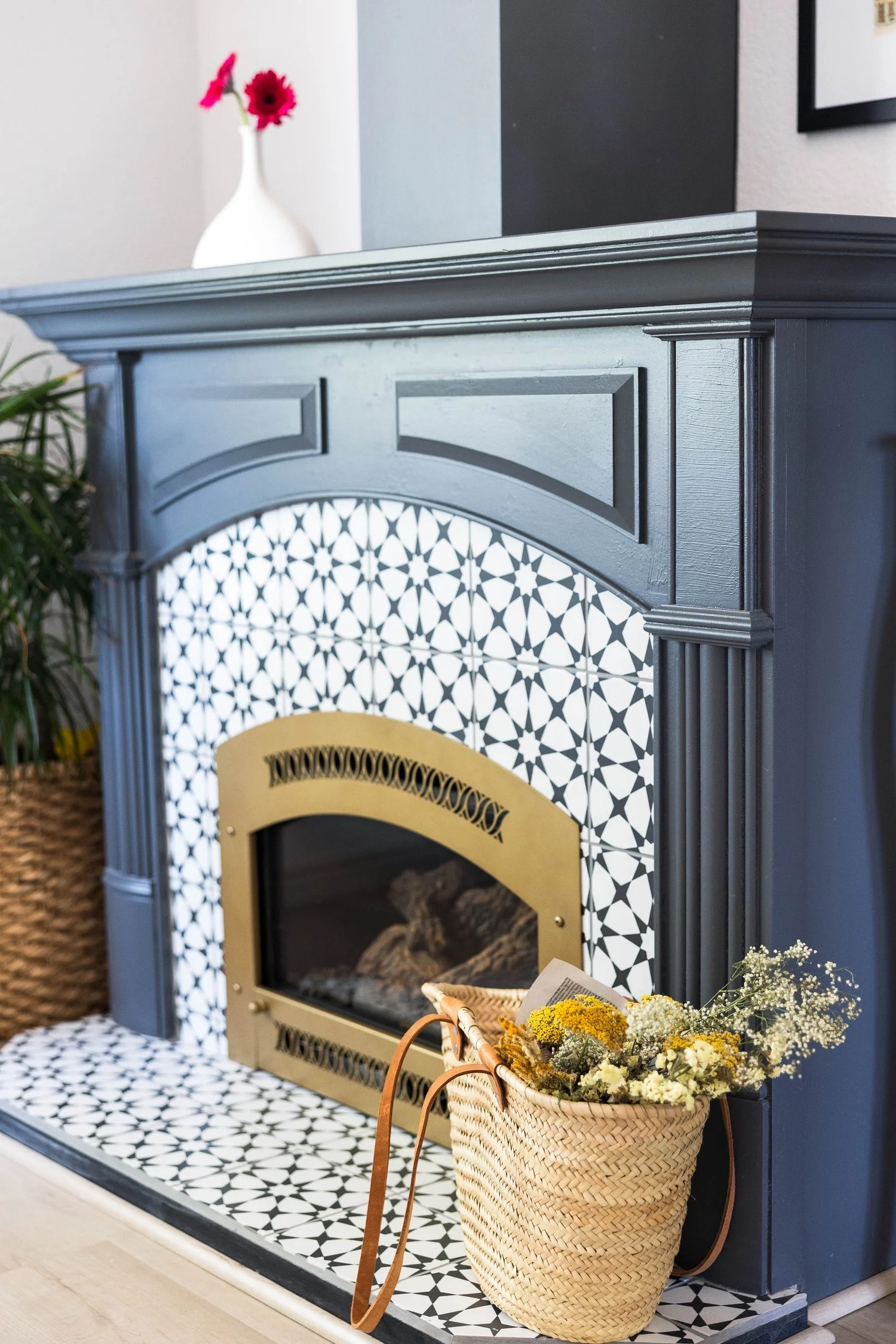 modern blue styled chimney