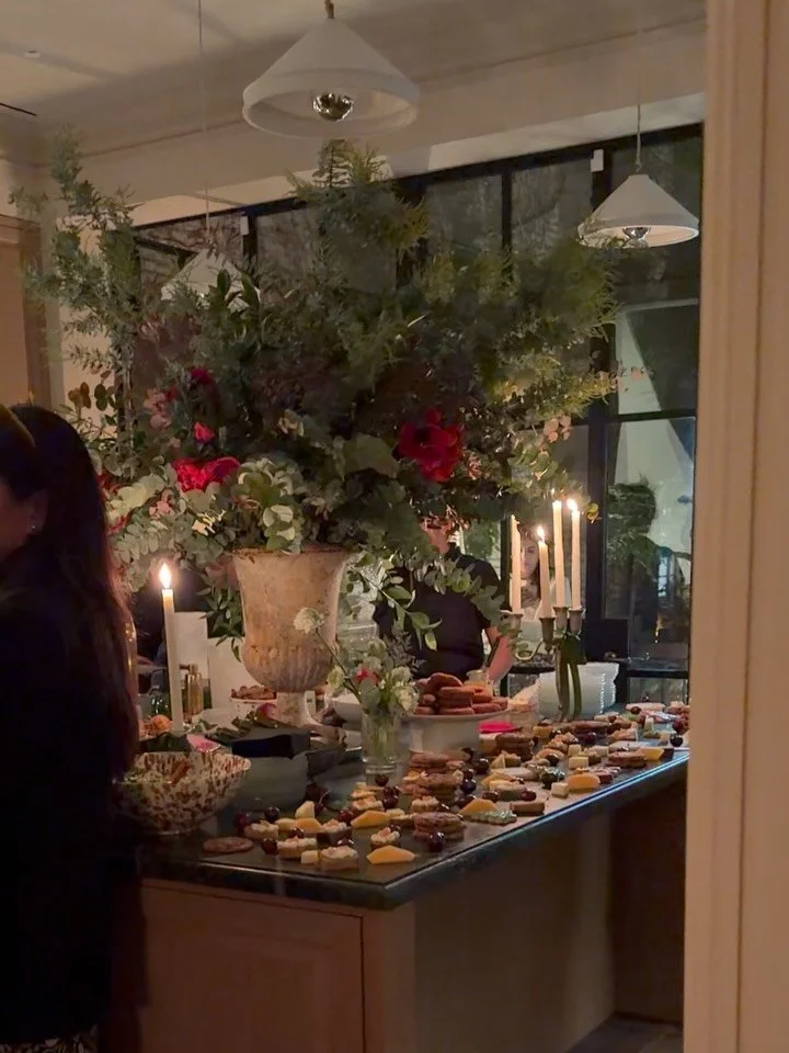 Had the best time cooking and designing this holiday party. Also, we hung 70 feet of garland from the farmers market 🥬