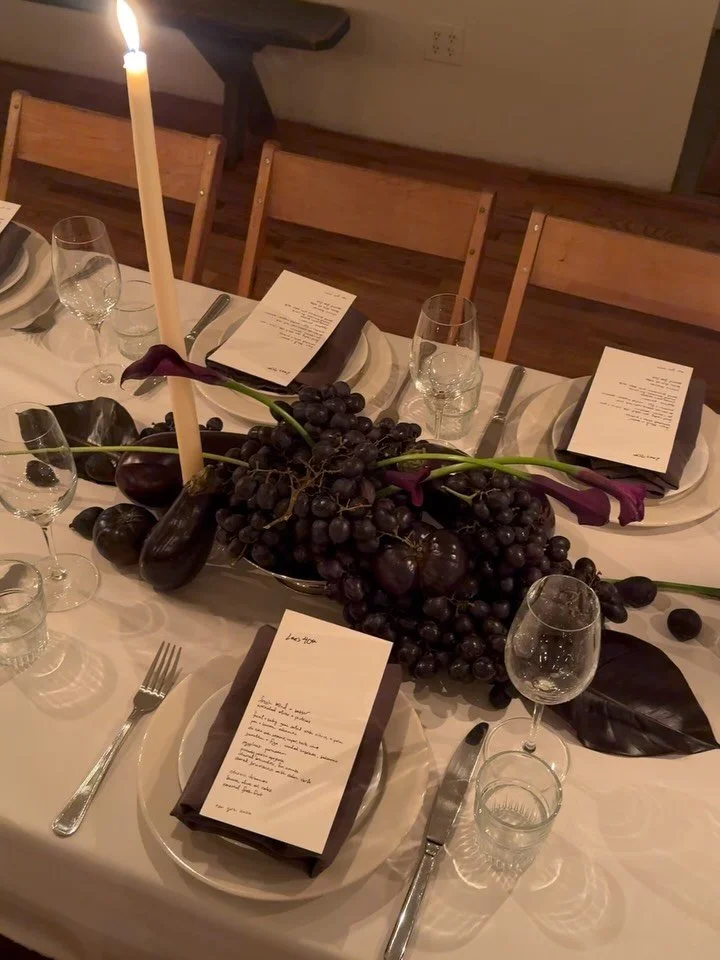 What a night. We threw a beautiful birthday dinner in a Chinatown loft. Fruit and flowers on the table, cooking on site, spring arancini. @thismolly always on the menus. @c.ykitchen brought caviar and @ariellenir the best birthday cake! 
@apollosnyc