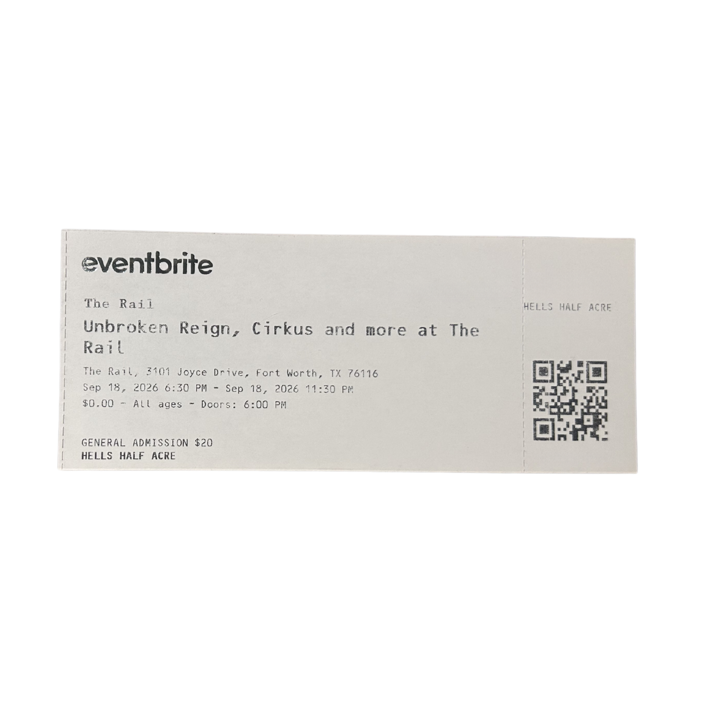 The Rail Club Live 9/18 TIX (Physical)