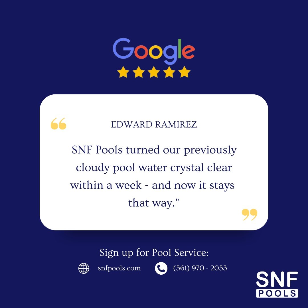 Our reviews speak for themselves. Reliable care. Real results. Every week.

Sign Up for Pool Service:
📞(561) 970 - 2053
🌐www.snfpools.com

Professional Pool Service &amp; Maintenance:
📍Broward County
📍Palm Beach County
📍St Lucie County

#PoolMai