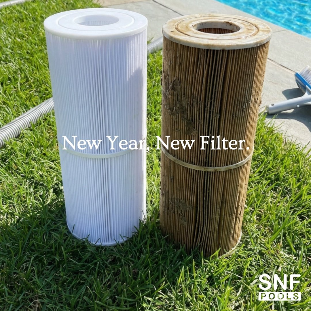 A clean pool filter = clean pool water. This is your reminder to change your pool filter cartridge.

Our Pool Service Technicians clean your pool filter cartridge monthly to prevent buildup and improve flow rate, and notify you when it's time for a c