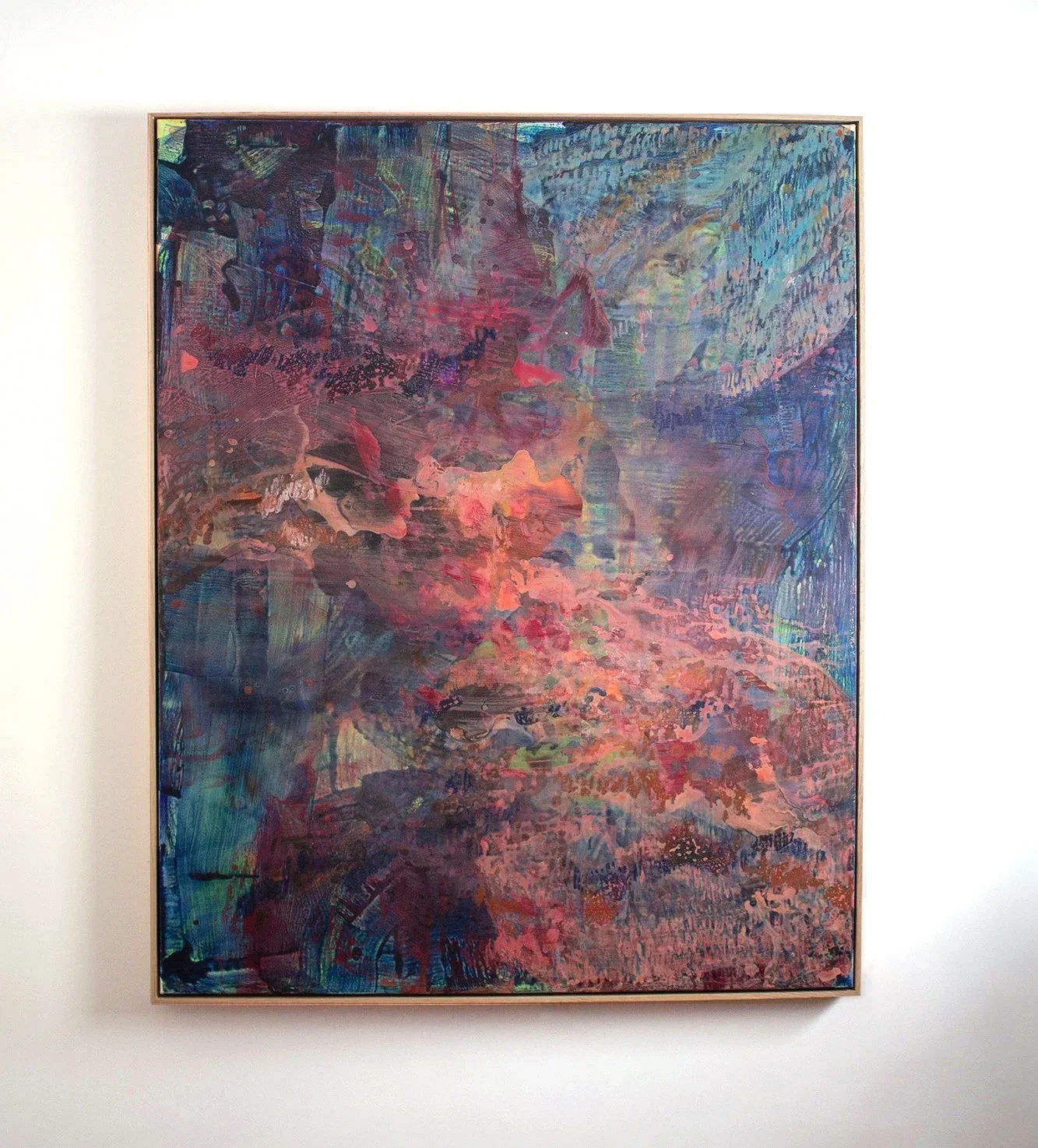 Of The Tempest; Acrylic paint, soft pastel, tempera paint stick, and oil paint stick on canvas; 60x48"; 2025