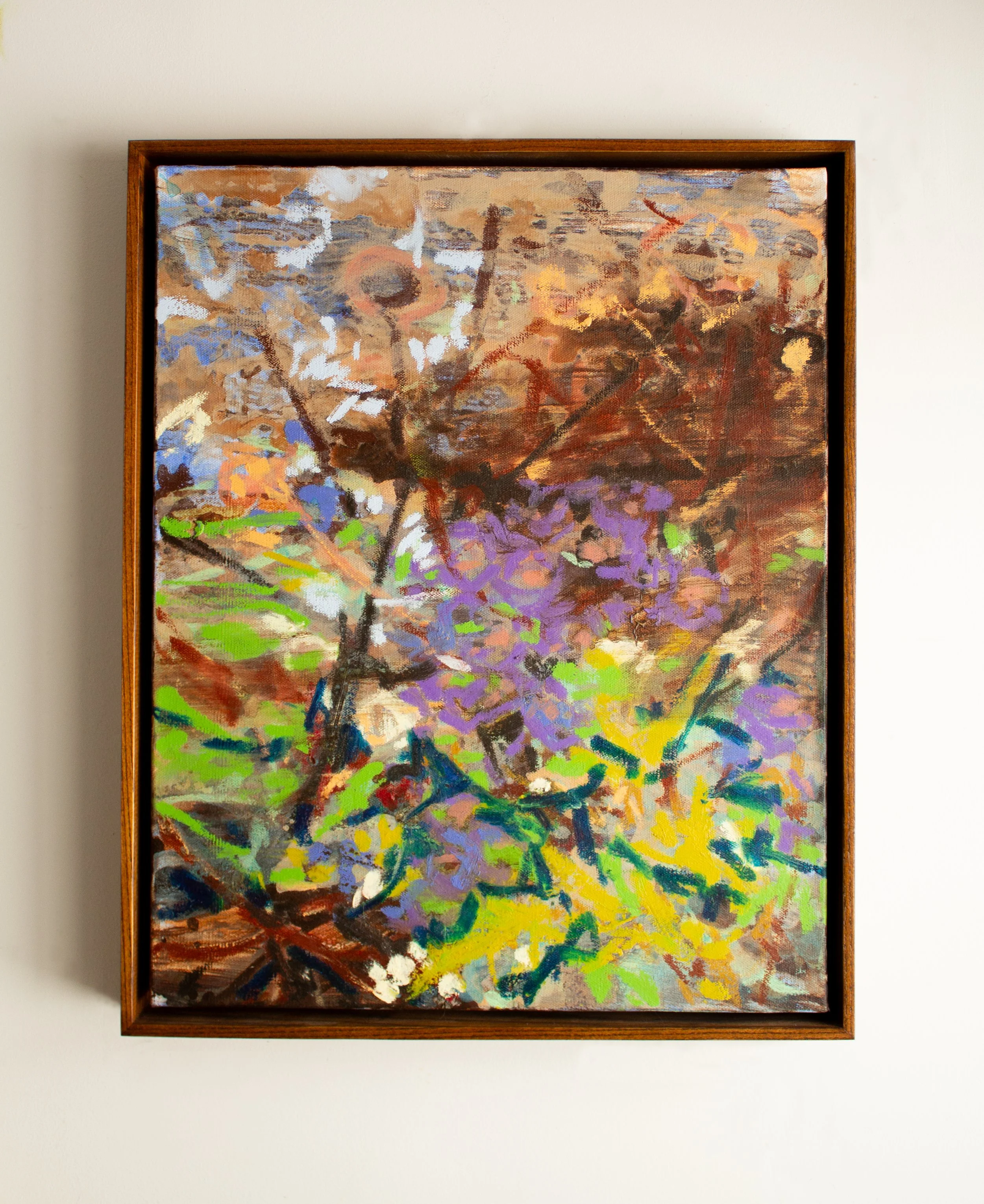 September Asters & Goldenrod; Acrylic, oil stick and tempera paint stick, 20x16", 2025