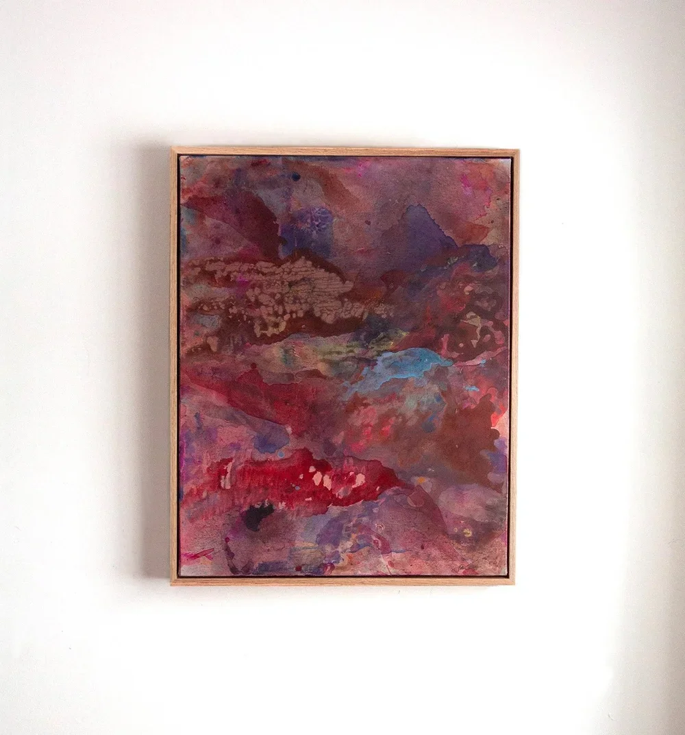 Of World's Unseen; Acrylic paint, soft pastel and tempera paint stick on canvas; 28x22"; 2024